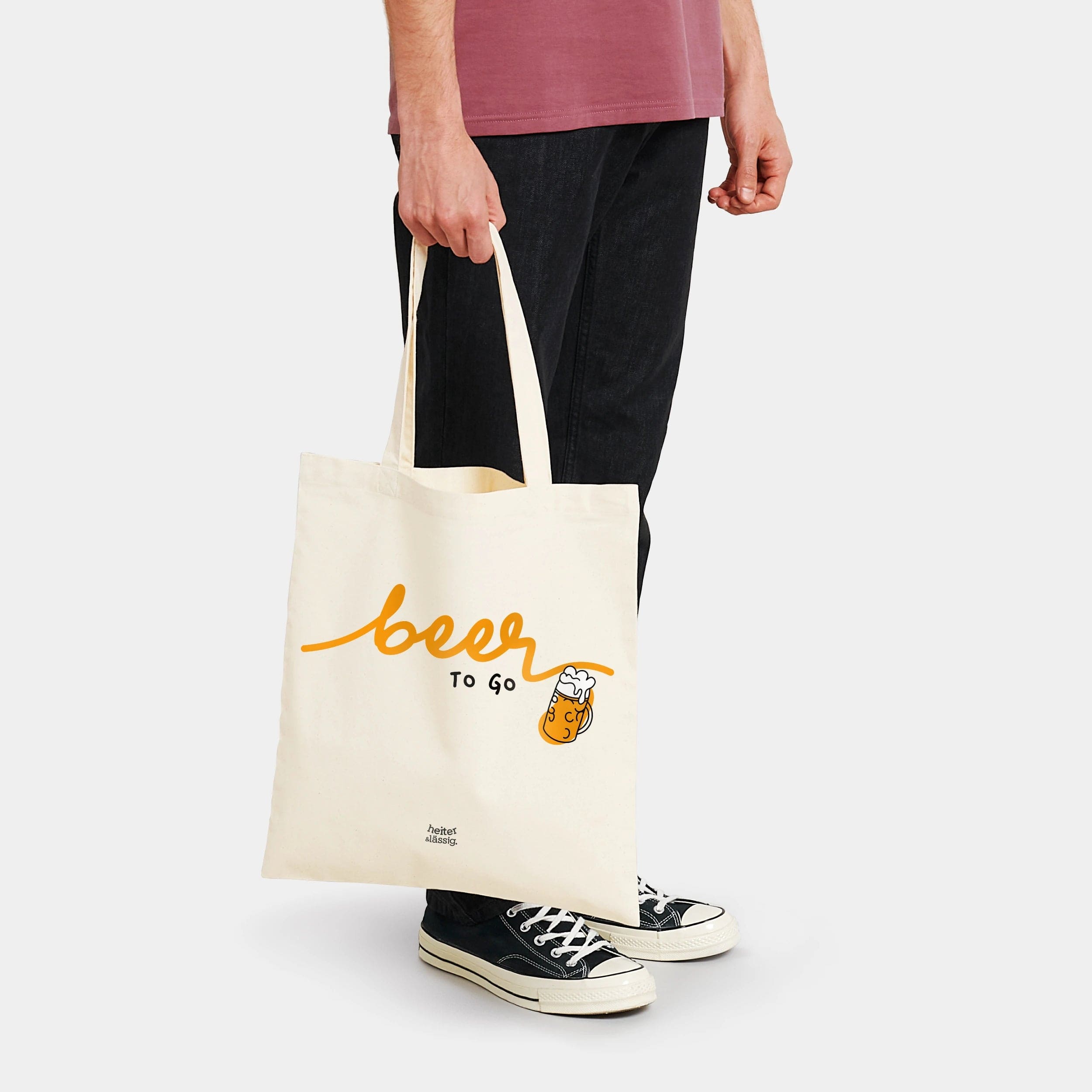HEITER & LÄSSIG Baumwolltasche "Beer to go" Beutel / natural raw - aus nachhaltiger und fairer Produktion