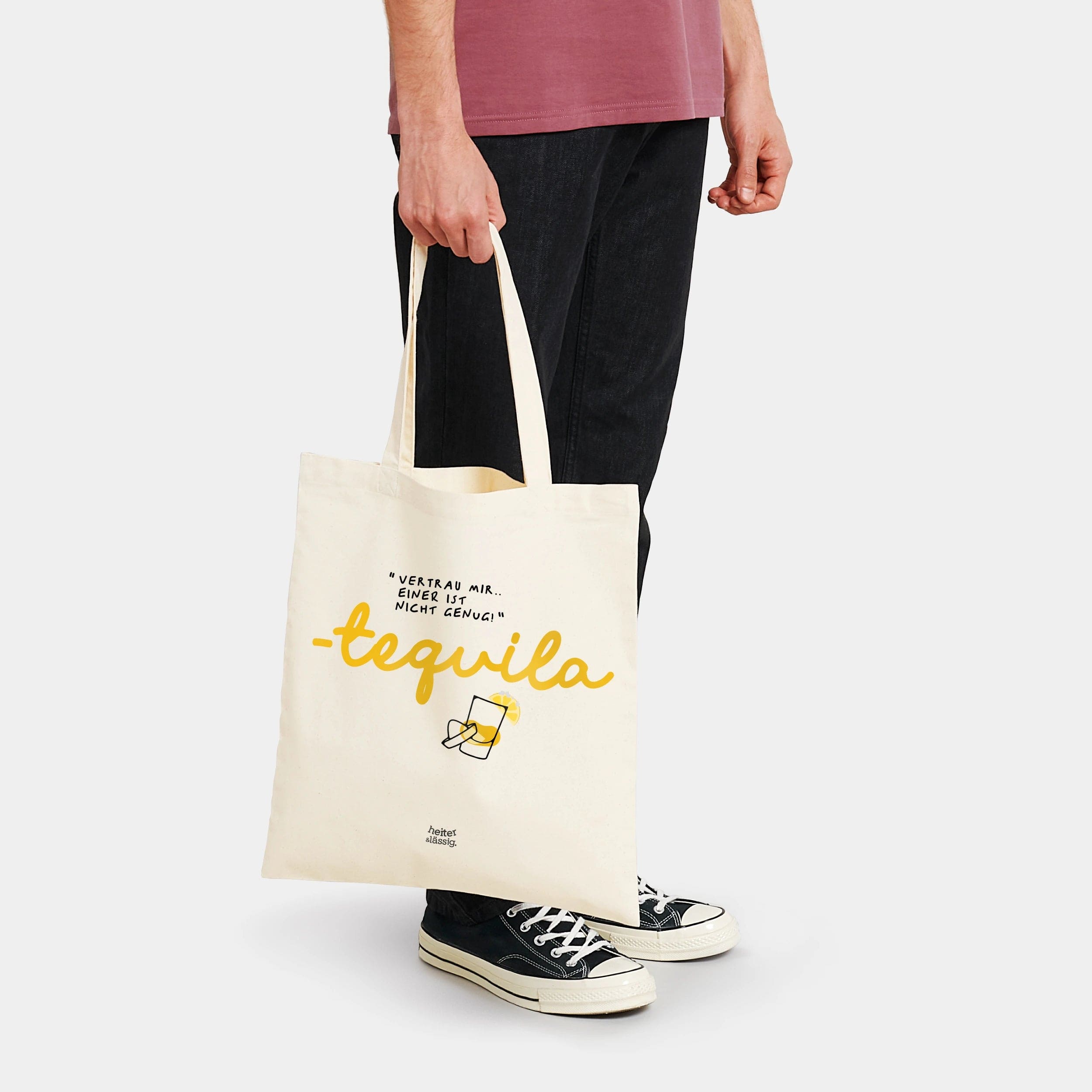 HEITER & LÄSSIG Baumwolltasche "ein Tequila ist nicht genug" Beutel / natural raw - aus nachhaltiger und fairer Produktion