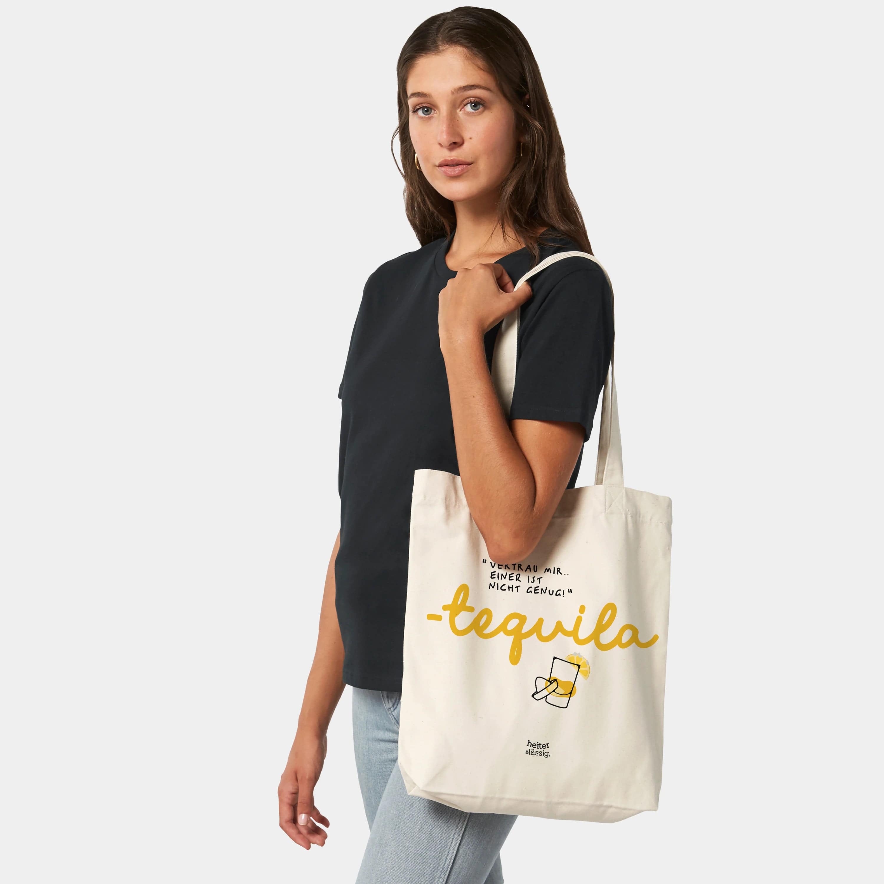 HEITER & LÄSSIG Baumwolltasche "ein Tequila ist nicht genug" Shopper / natural raw - aus nachhaltiger und fairer Produktion