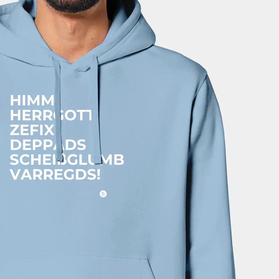 TeeInBlue Hoodie "Himmi Herrgott" Stanley/Stella Drummer 2.0 / sky blue / XS - aus nachhaltiger und fairer Produktion