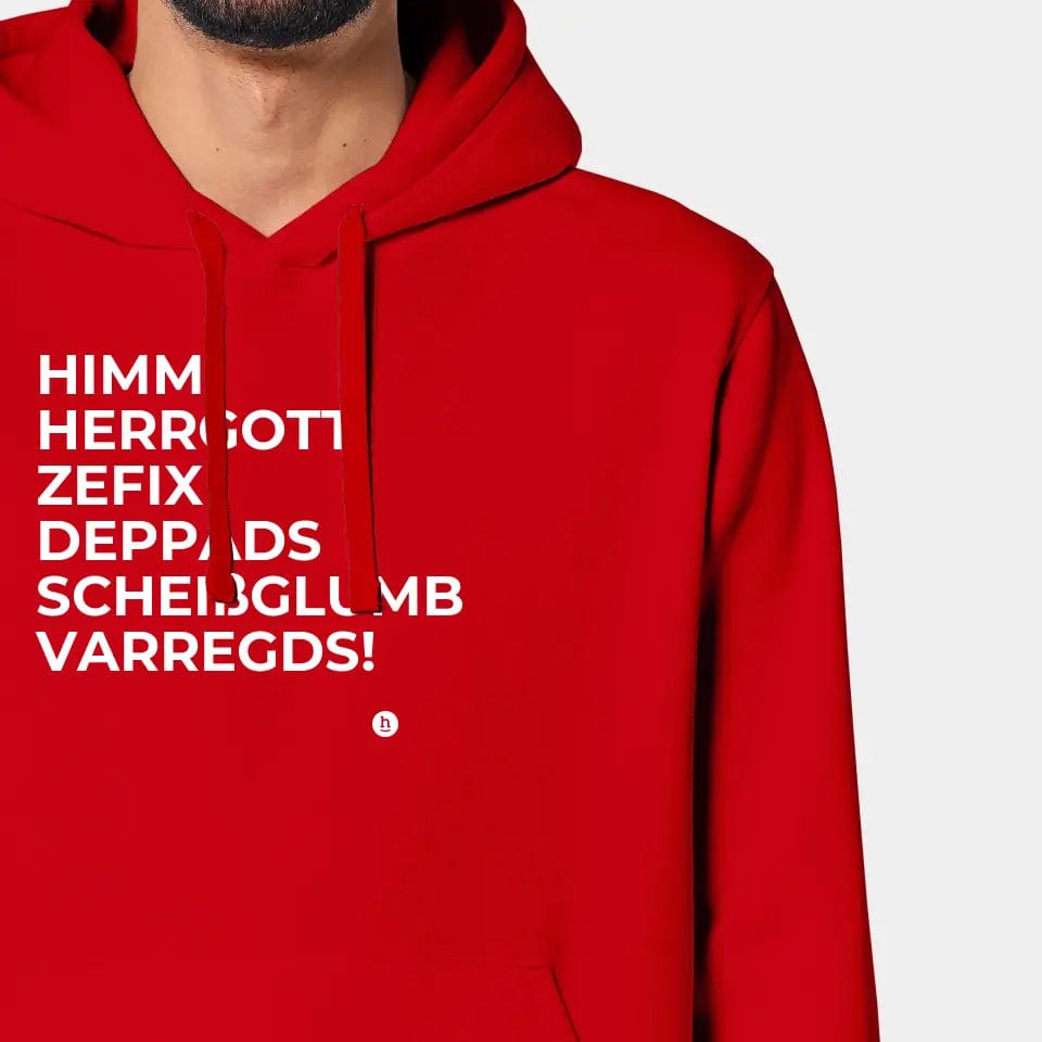 TeeInBlue Hoodie "Himmi Herrgott" Stanley/Stella Drummer 2.0 / rot / XL - aus nachhaltiger und fairer Produktion