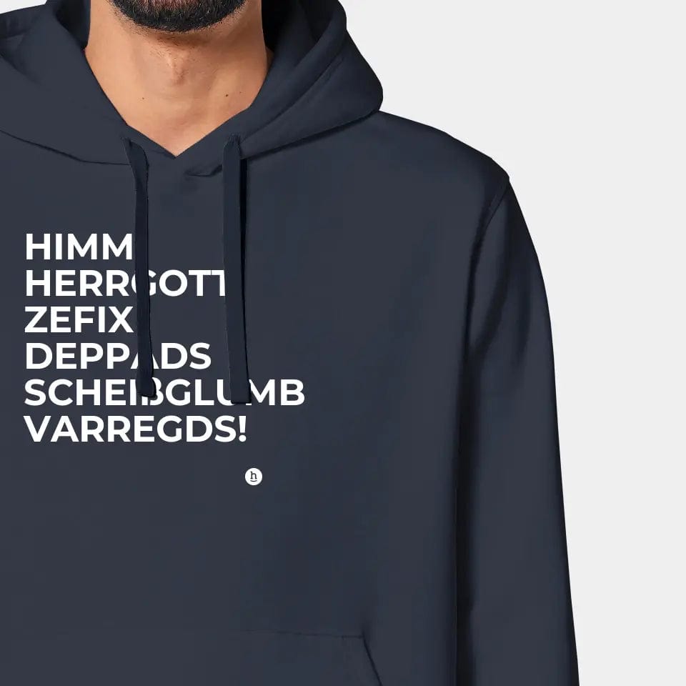 TeeInBlue Hoodie "Himmi Herrgott" Stanley/Stella Drummer 2.0 / india ink grey / XL - aus nachhaltiger und fairer Produktion