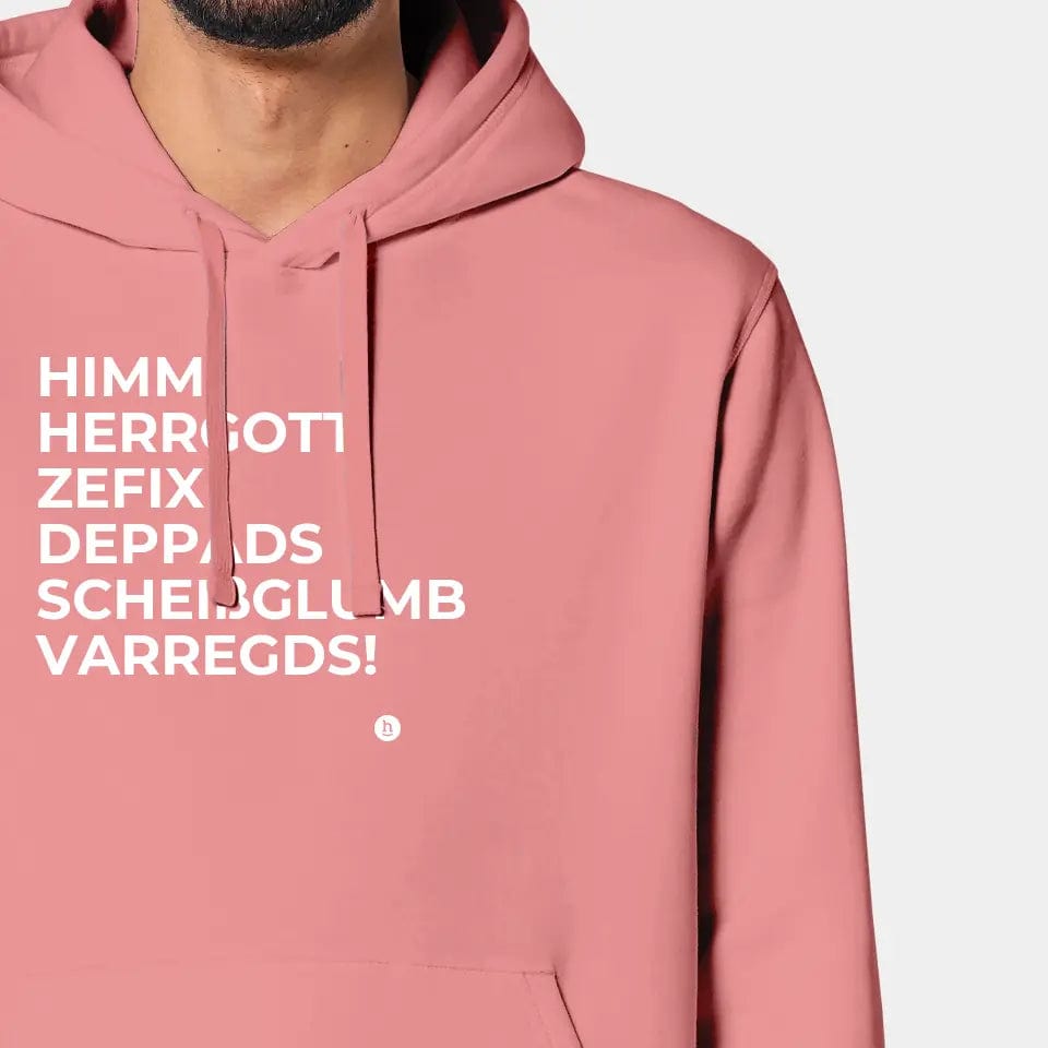 TeeInBlue Hoodie "Himmi Herrgott" Stanley/Stella Drummer 2.0 / canyon pink / XXS - aus nachhaltiger und fairer Produktion