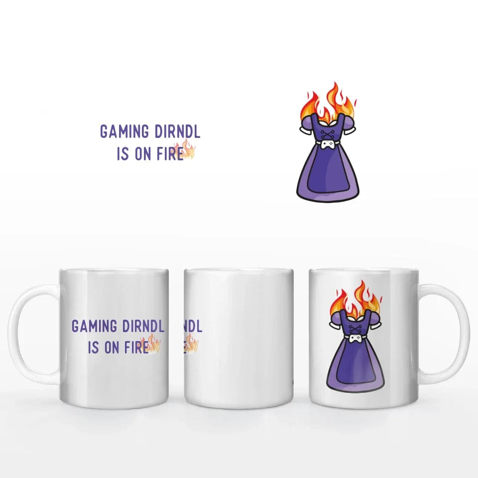 Projekt Motivtasse "Dirndl on fire" Keramik-Tasse / Weiß / 330 ml - aus nachhaltiger und fairer Produktion