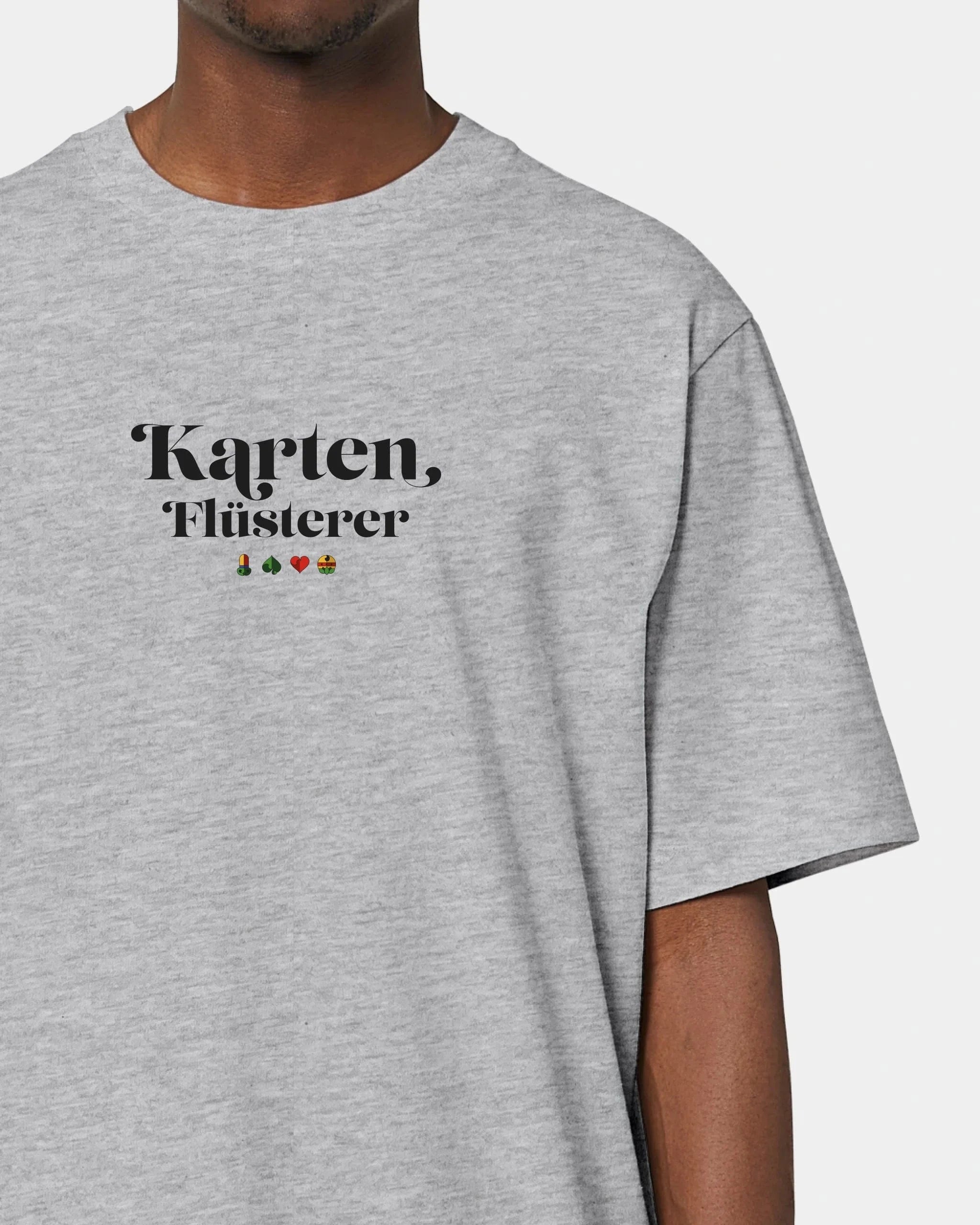 Schmidt Digitaldruck GmbH Personalisiertes T-Shirt "Karten Flüsterer" Oversized / Heather Grey / XXS - aus nachhaltiger und fairer Produktion