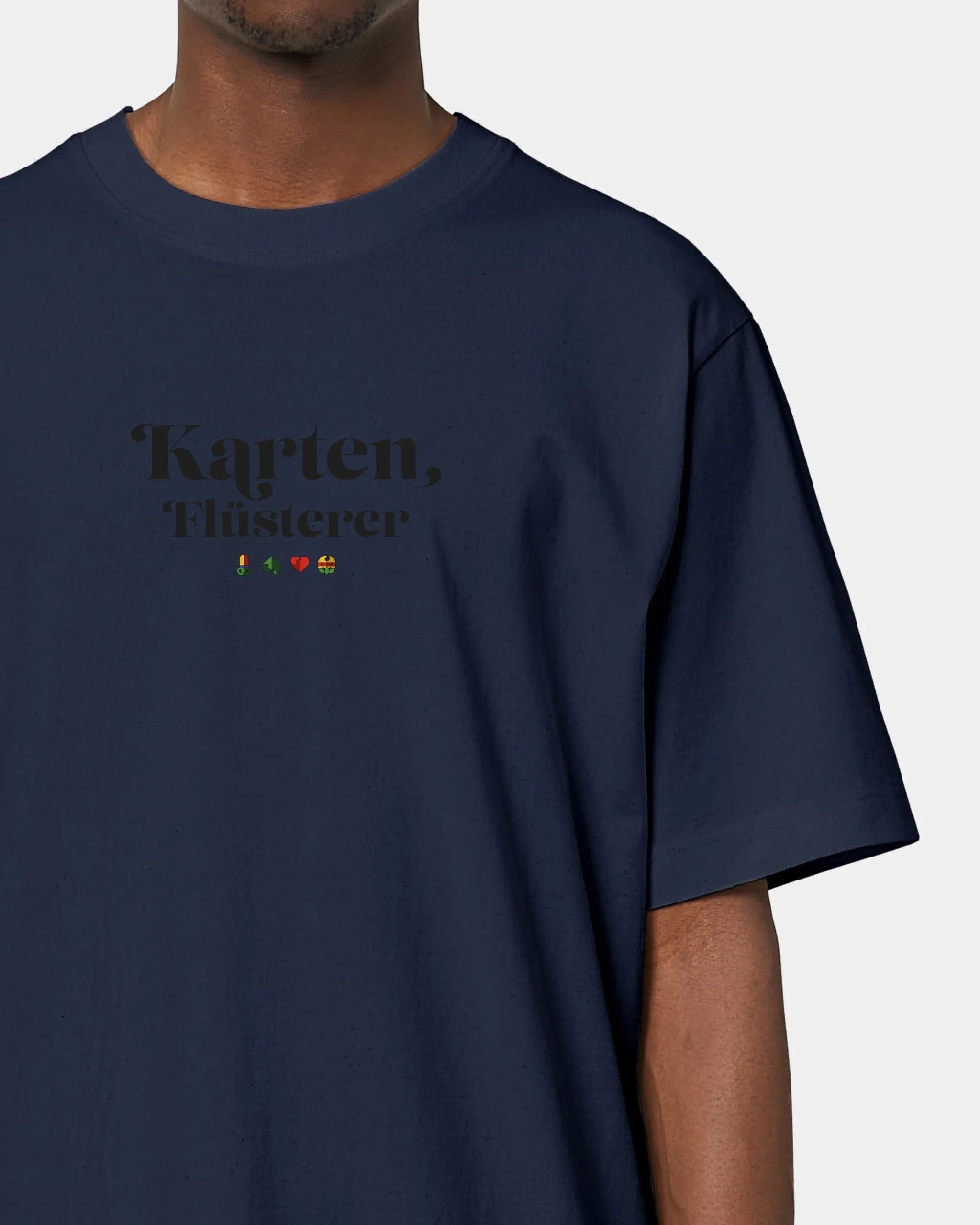 Schmidt Digitaldruck GmbH Personalisiertes T-Shirt "Karten Flüsterer" Oversized / French Navy / XXS - aus nachhaltiger und fairer Produktion