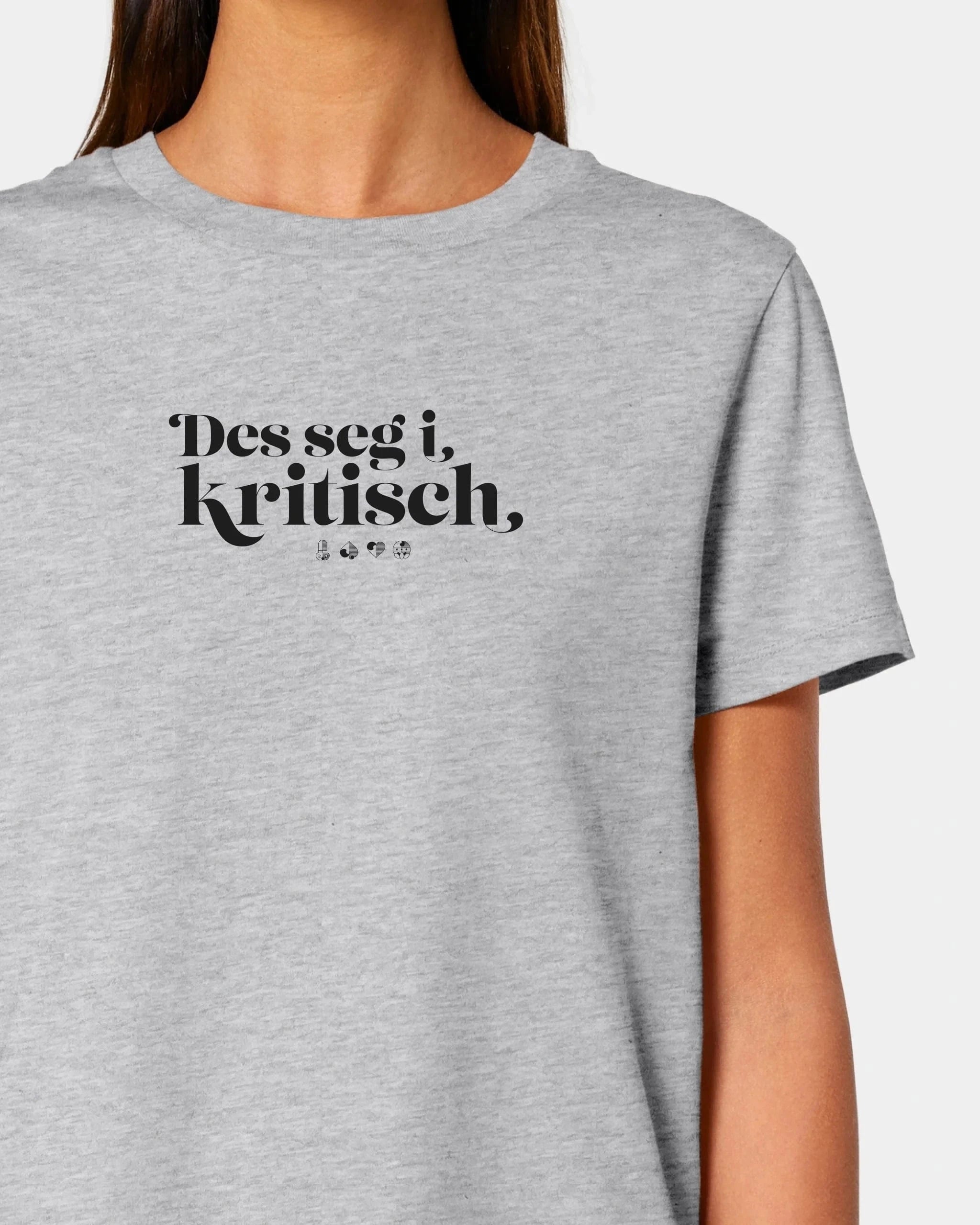 Schmidt Digitaldruck GmbH Personalisiertes T-Shirt "Watten - Des seg i kritisch" Damen / Heather Grey / XS - aus nachhaltiger und fairer Produktion