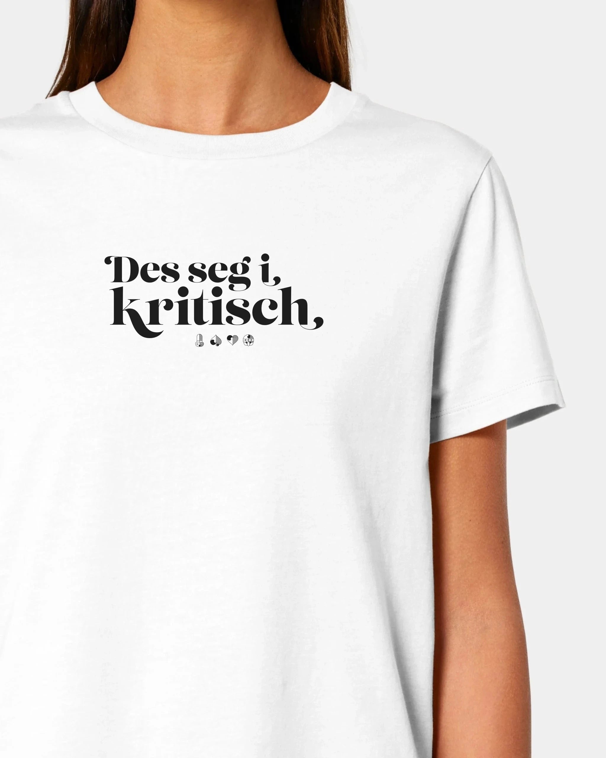 Schmidt Digitaldruck GmbH Personalisiertes T-Shirt "Watten - Des seg i kritisch" Damen / Weiß / XS - aus nachhaltiger und fairer Produktion