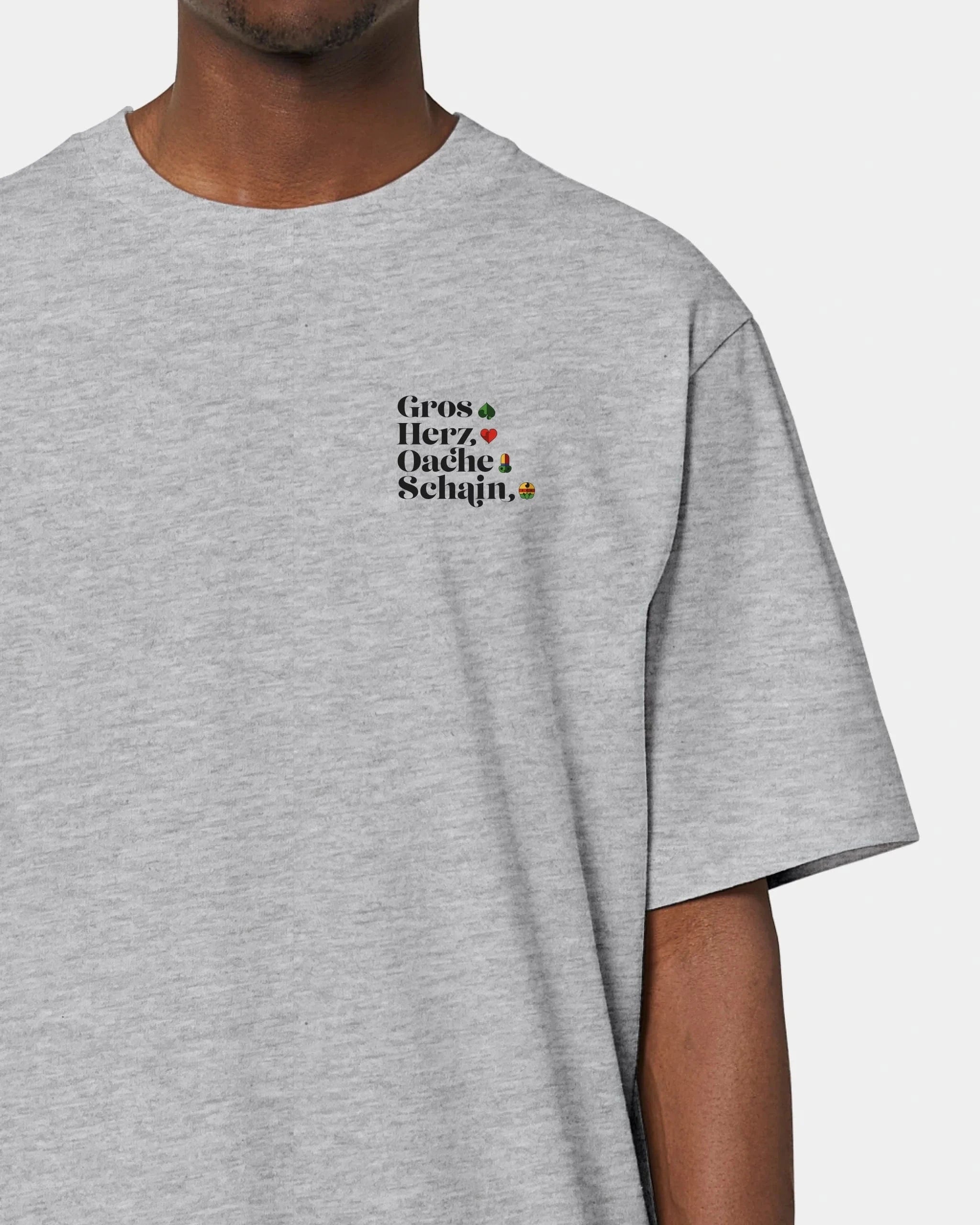 Schmidt Digitaldruck GmbH Personalisiertes T-Shirt "Watten - Kartenfarben" Oversized / Heather Grey / XXS - aus nachhaltiger und fairer Produktion