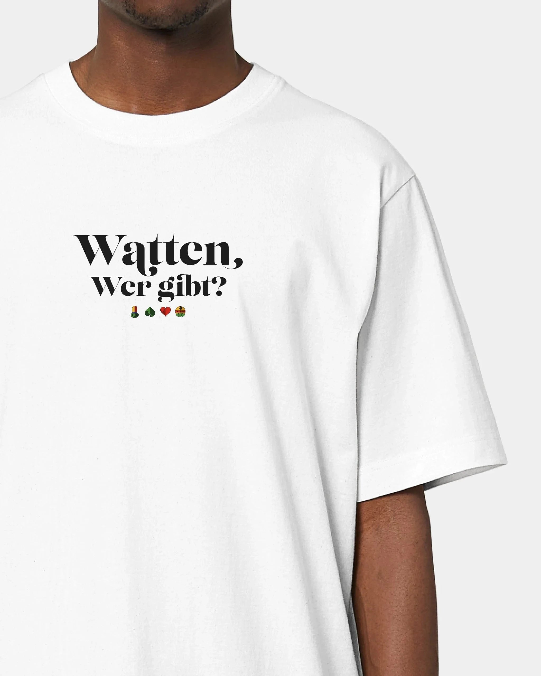 Schmidt Digitaldruck GmbH Personalisiertes T-Shirt "Watten - Wer gibt?" Oversized / Weiß / XXS - aus nachhaltiger und fairer Produktion