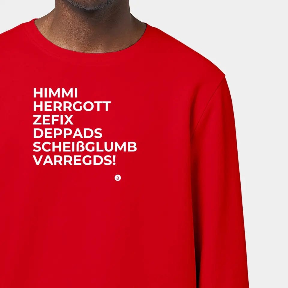 TeeInBlue Sweatshirt "Himmi Herrgott" Stanley/Stella Roller / rot / 3XL - aus nachhaltiger und fairer Produktion