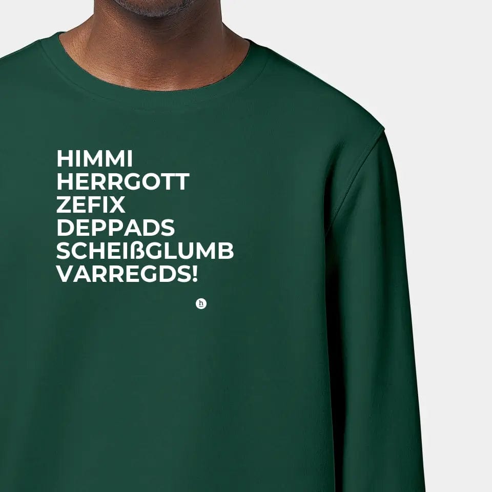 TeeInBlue Sweatshirt "Himmi Herrgott" Stanley/Stella Roller / bottle green / S - aus nachhaltiger und fairer Produktion