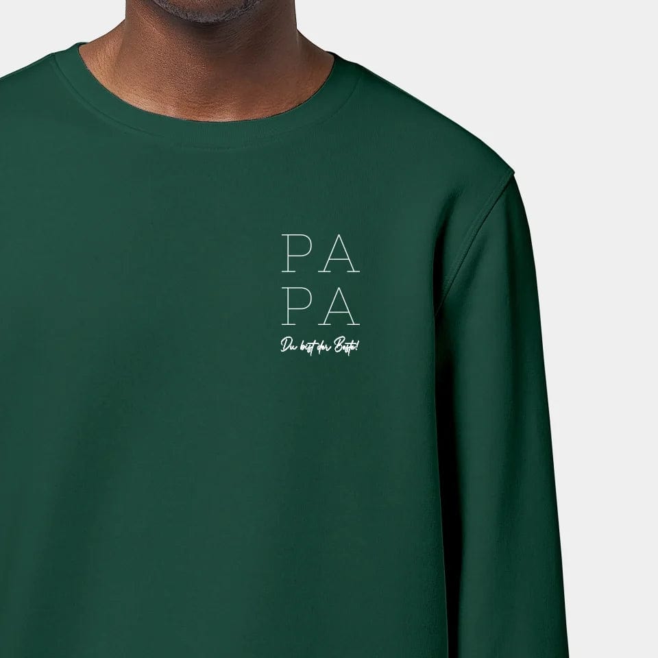 TeeInBlue Sweatshirt "Papa" Stanley/Stella Roller / bottle green / XXS - aus nachhaltiger und fairer Produktion
