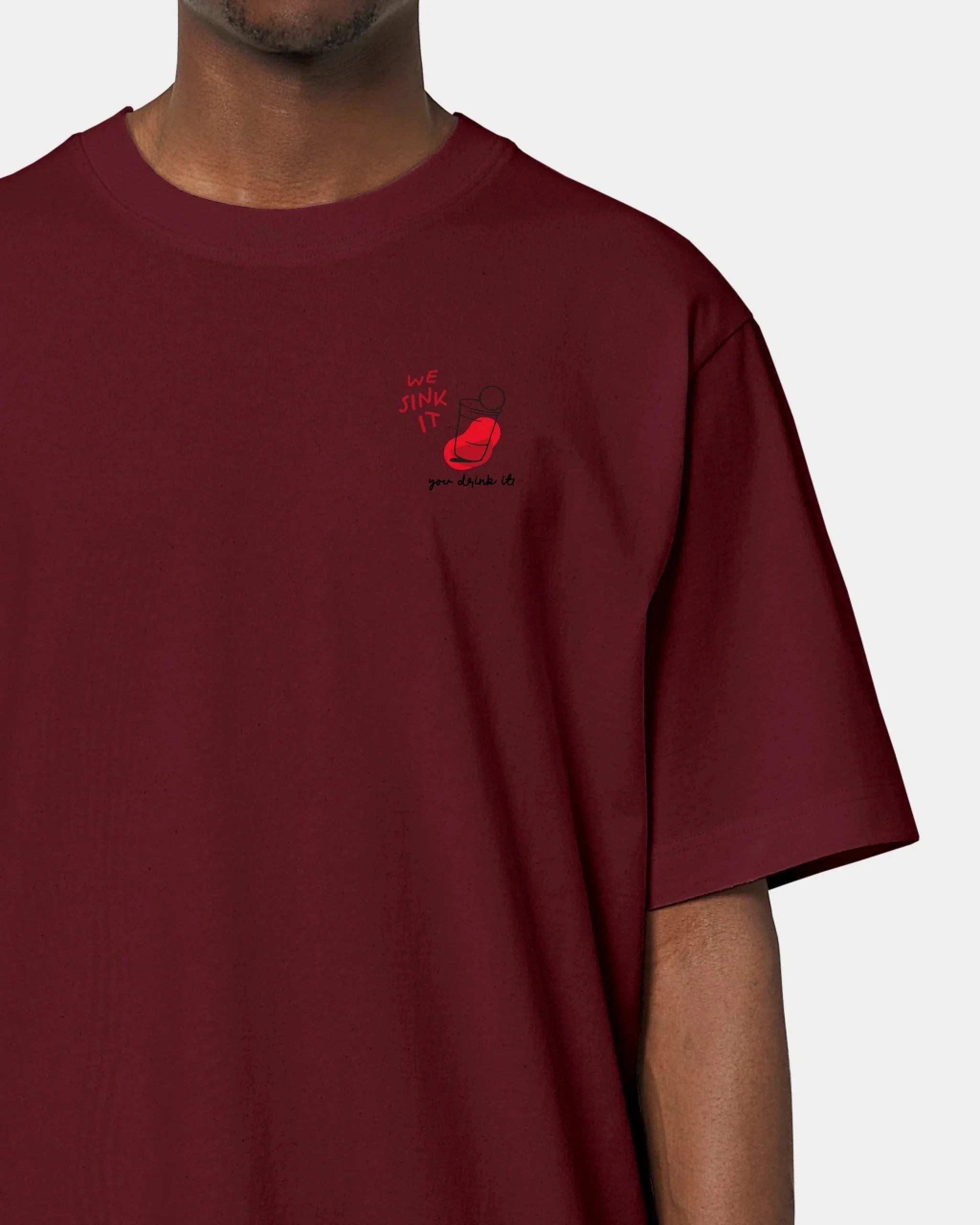 Schmidt Digitaldruck GmbH T-Shirt "Bierpong" Oversized / Burgundy / XXS - aus nachhaltiger und fairer Produktion