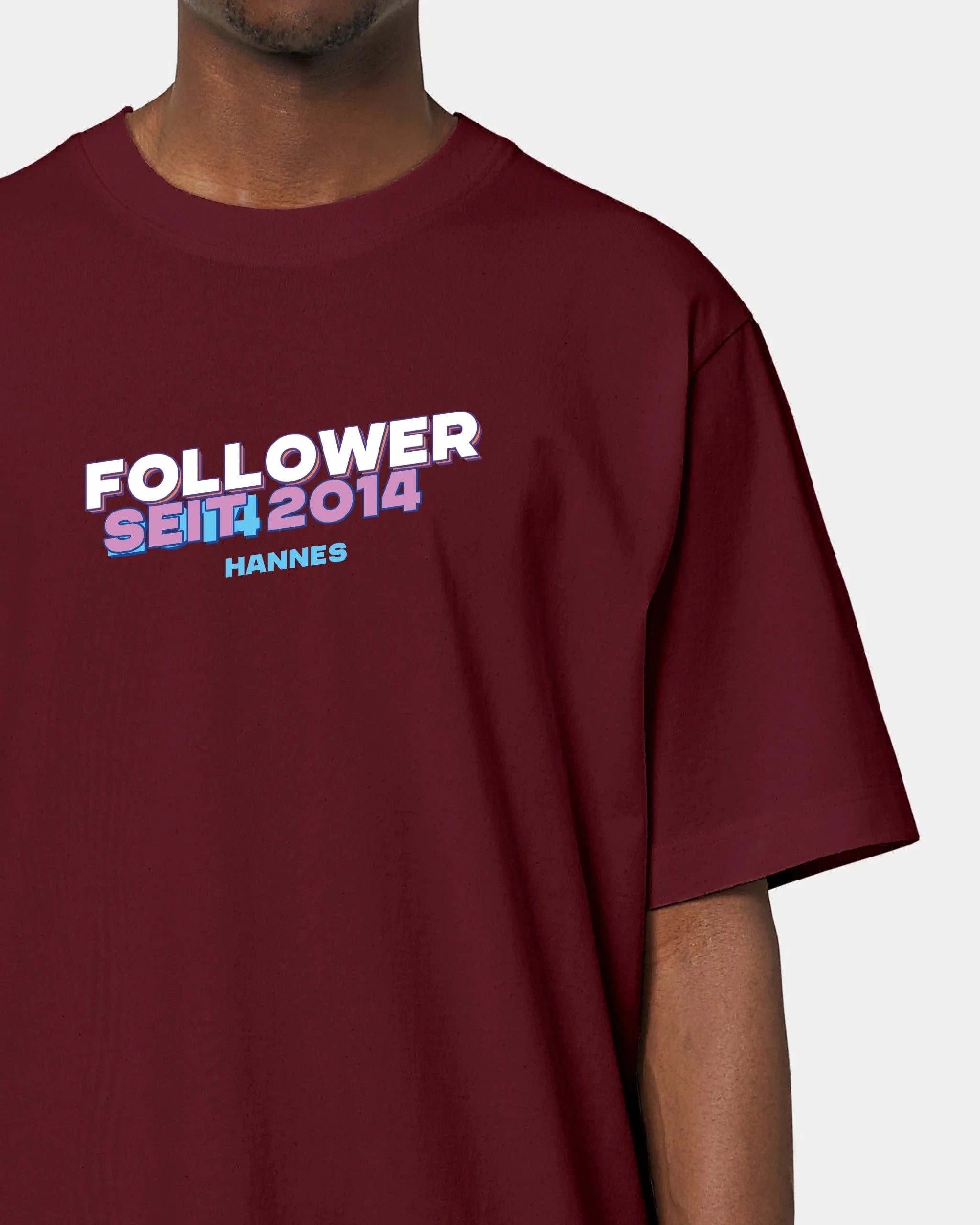 Schmidt Digitaldruck GmbH T-Shirt "Follower" Oversized / Burgundy / XXS - aus nachhaltiger und fairer Produktion