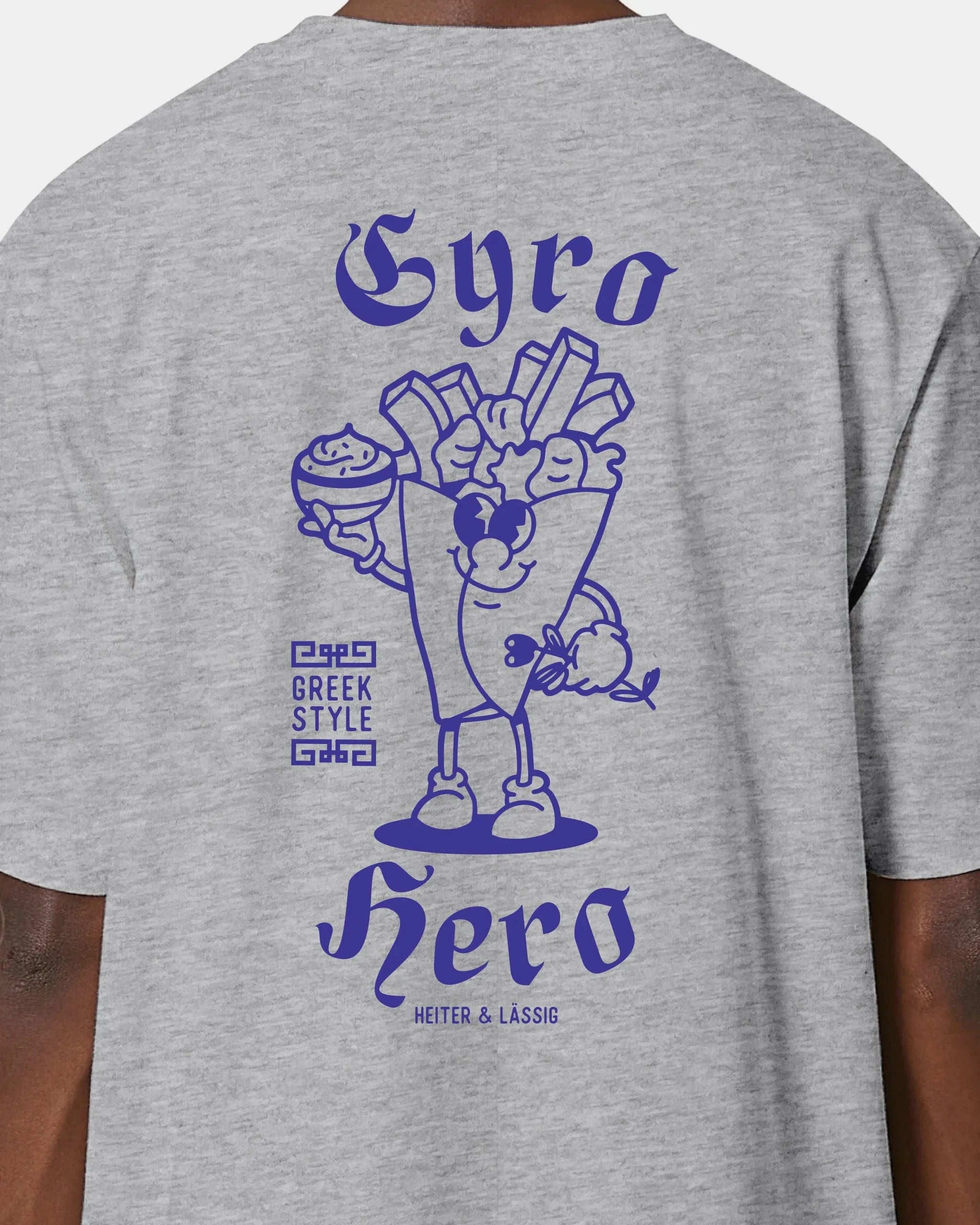 Schmidt Digitaldruck GmbH T-Shirt "Gyro Hero" Oversized / Heather Grey / XXS - aus nachhaltiger und fairer Produktion