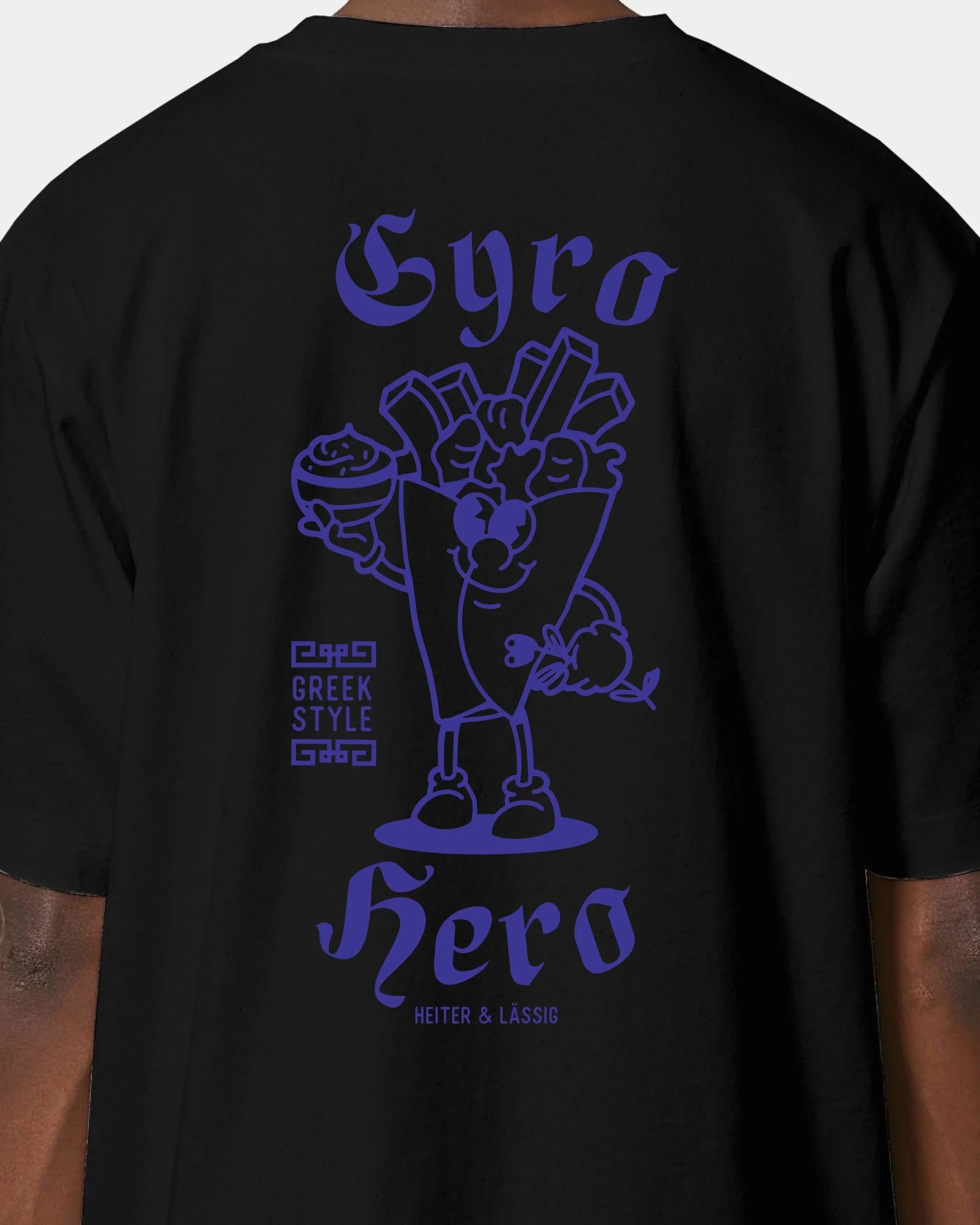 Schmidt Digitaldruck GmbH T-Shirt "Gyro Hero" Oversized / Schwarz / XXS - aus nachhaltiger und fairer Produktion
