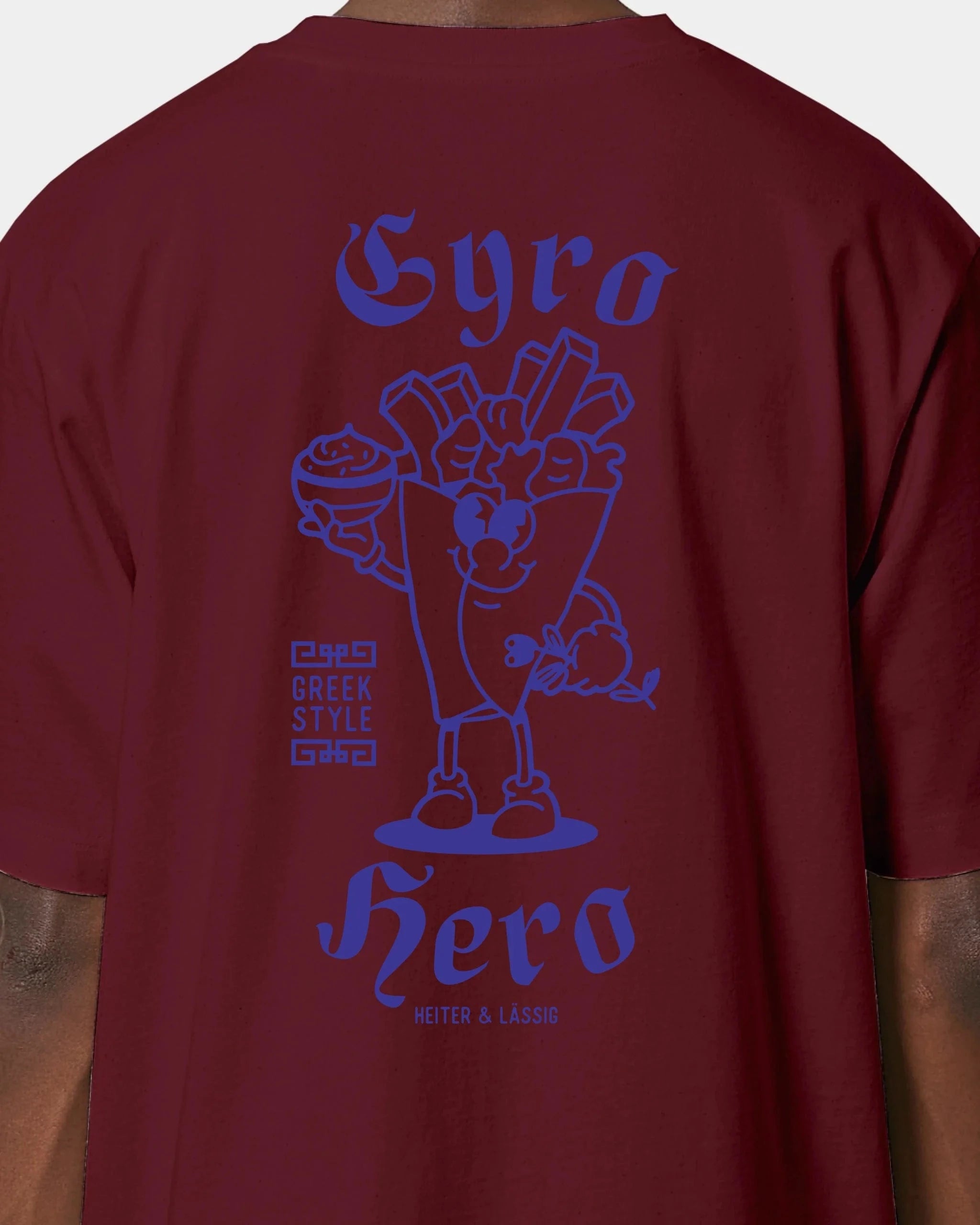 Schmidt Digitaldruck GmbH T-Shirt "Gyro Hero" Oversized / Burgundy / XXS - aus nachhaltiger und fairer Produktion