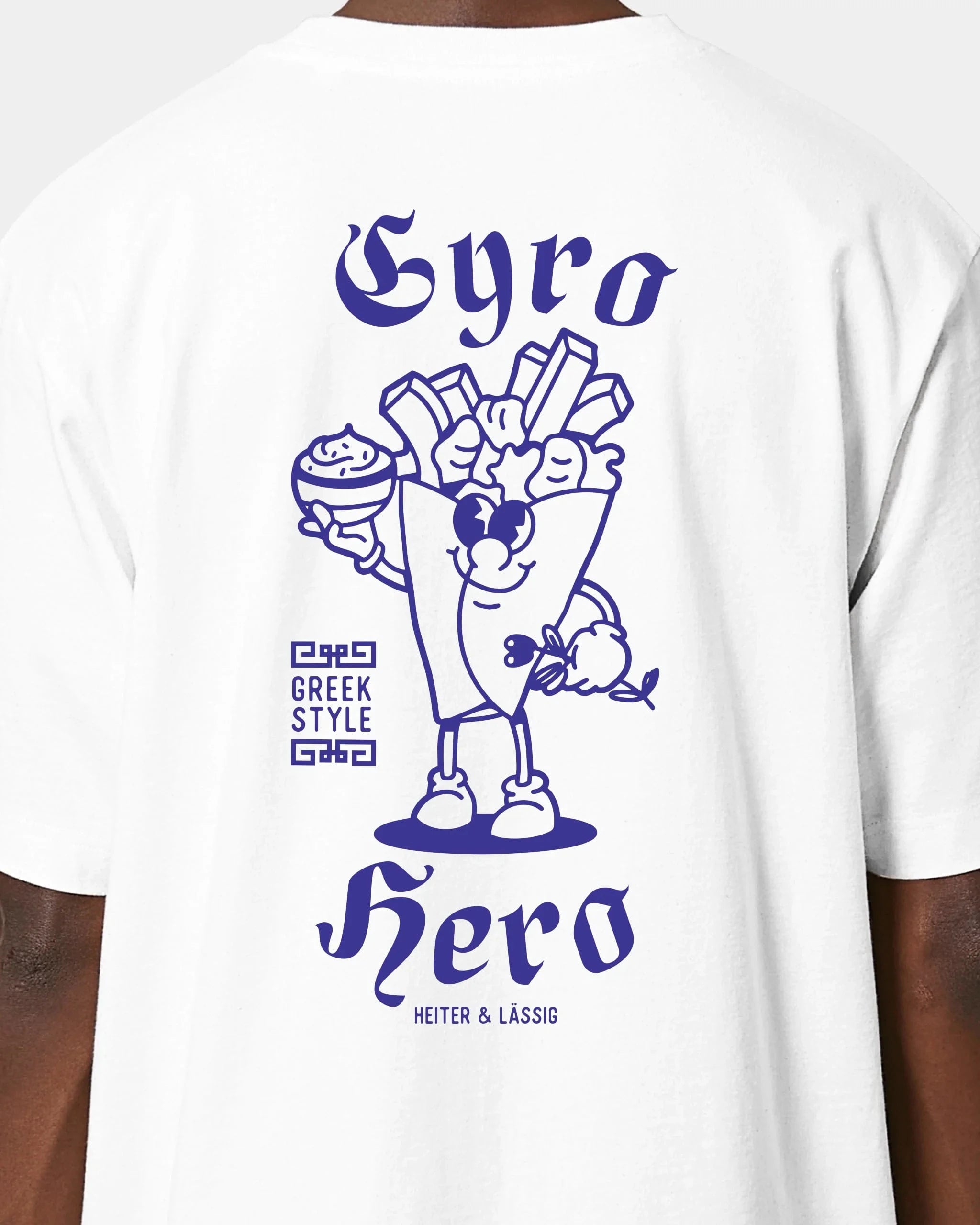 Schmidt Digitaldruck GmbH T-Shirt "Gyro Hero" Oversized / Weiß / XXS - aus nachhaltiger und fairer Produktion
