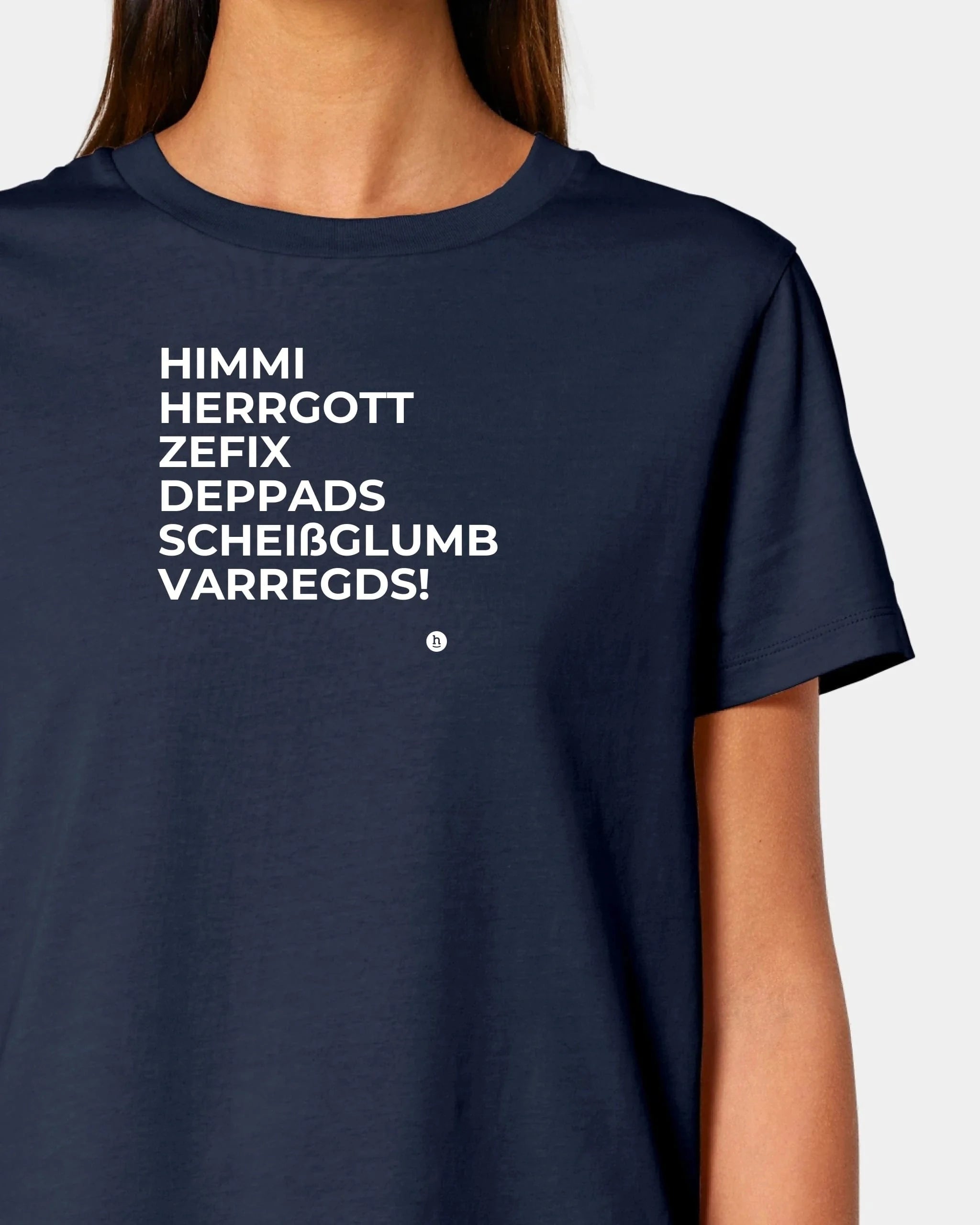 Schmidt Digitaldruck GmbH T-Shirt "Himmi Herrgott" Damen / French Navy / XS - aus nachhaltiger und fairer Produktion