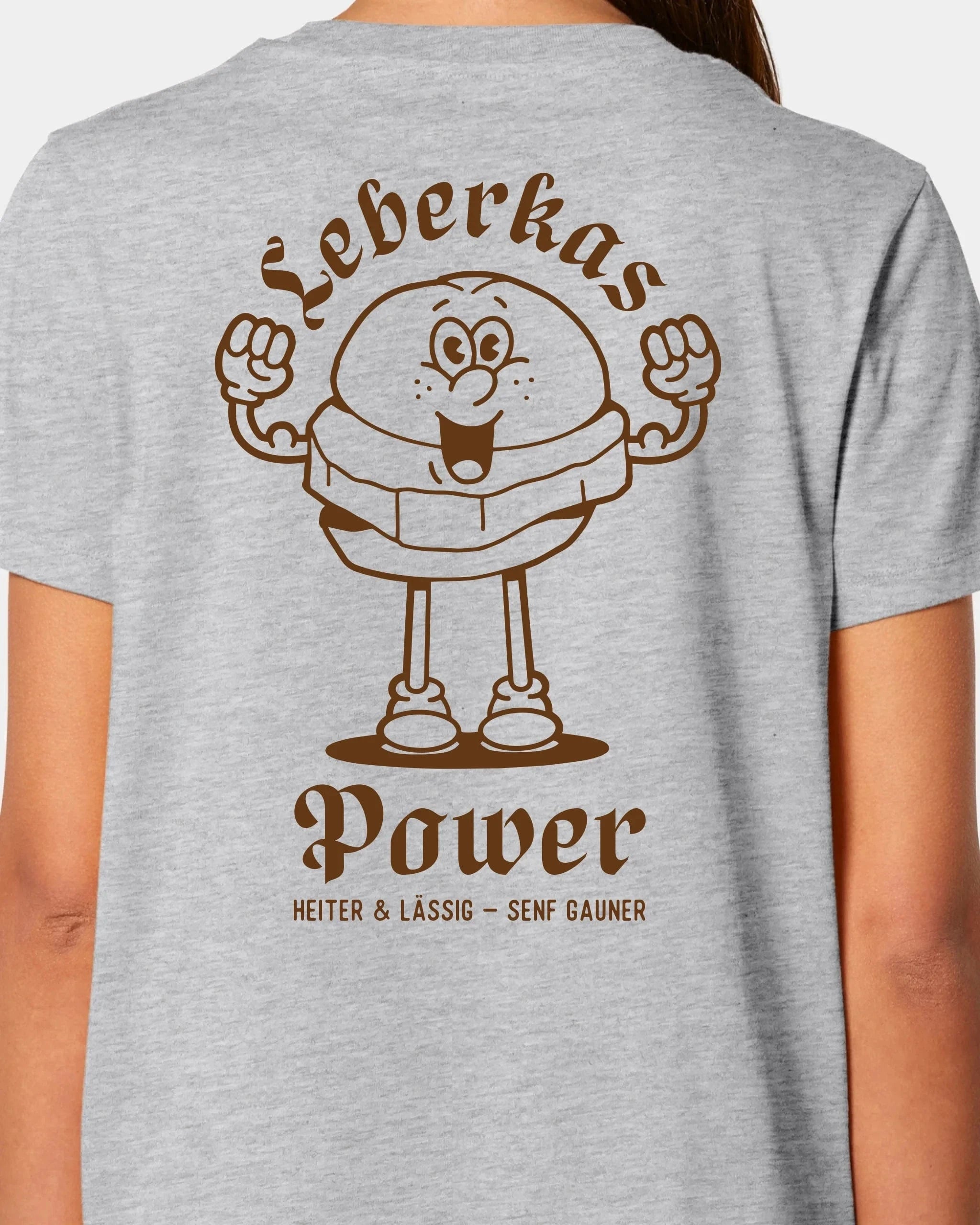 Schmidt Digitaldruck GmbH T-Shirt "Leberkas-Power" Damen / Heather Grey / XS - aus nachhaltiger und fairer Produktion