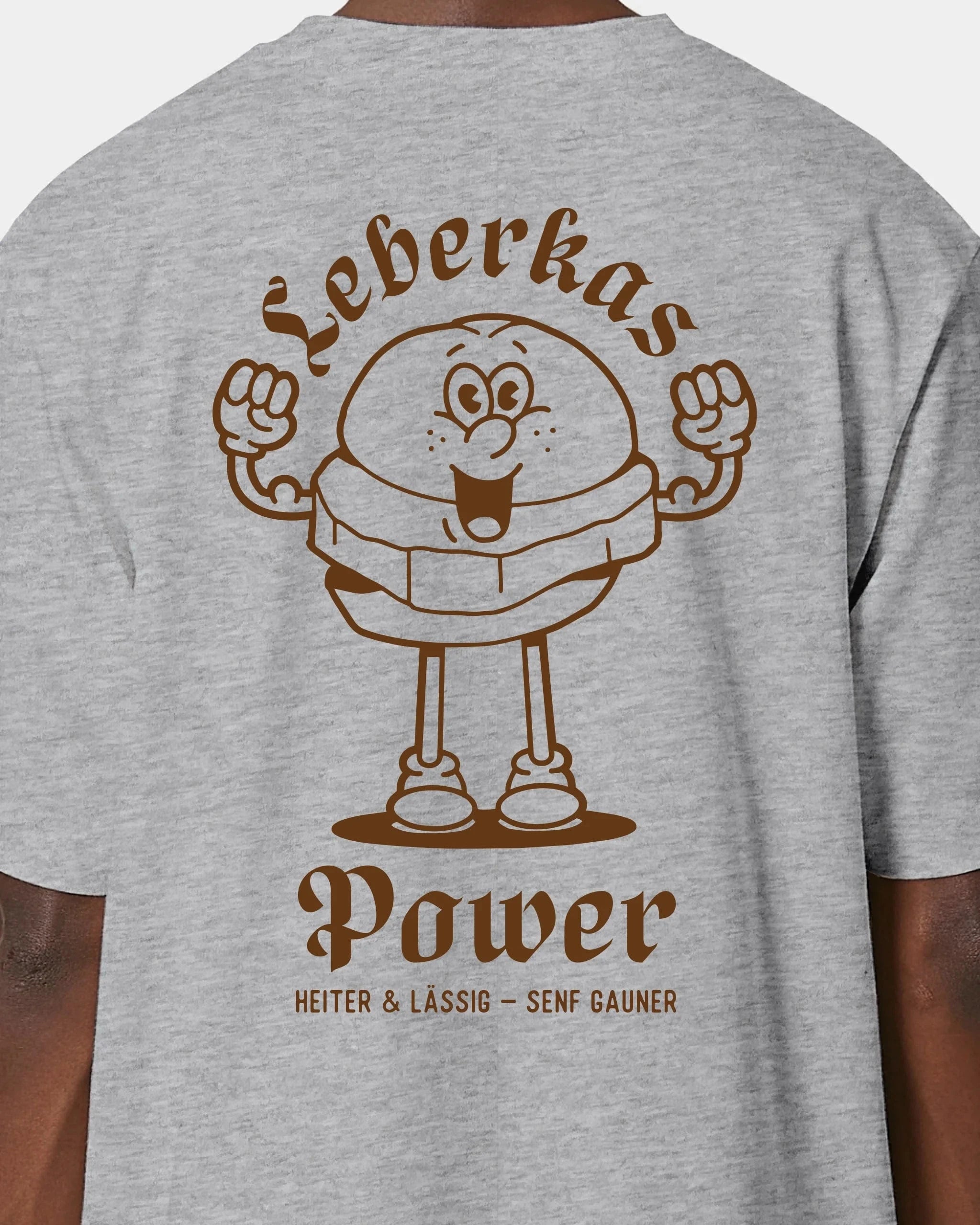 Schmidt Digitaldruck GmbH T-Shirt "Leberkas-Power" Oversized / Heather Grey / XXS - aus nachhaltiger und fairer Produktion