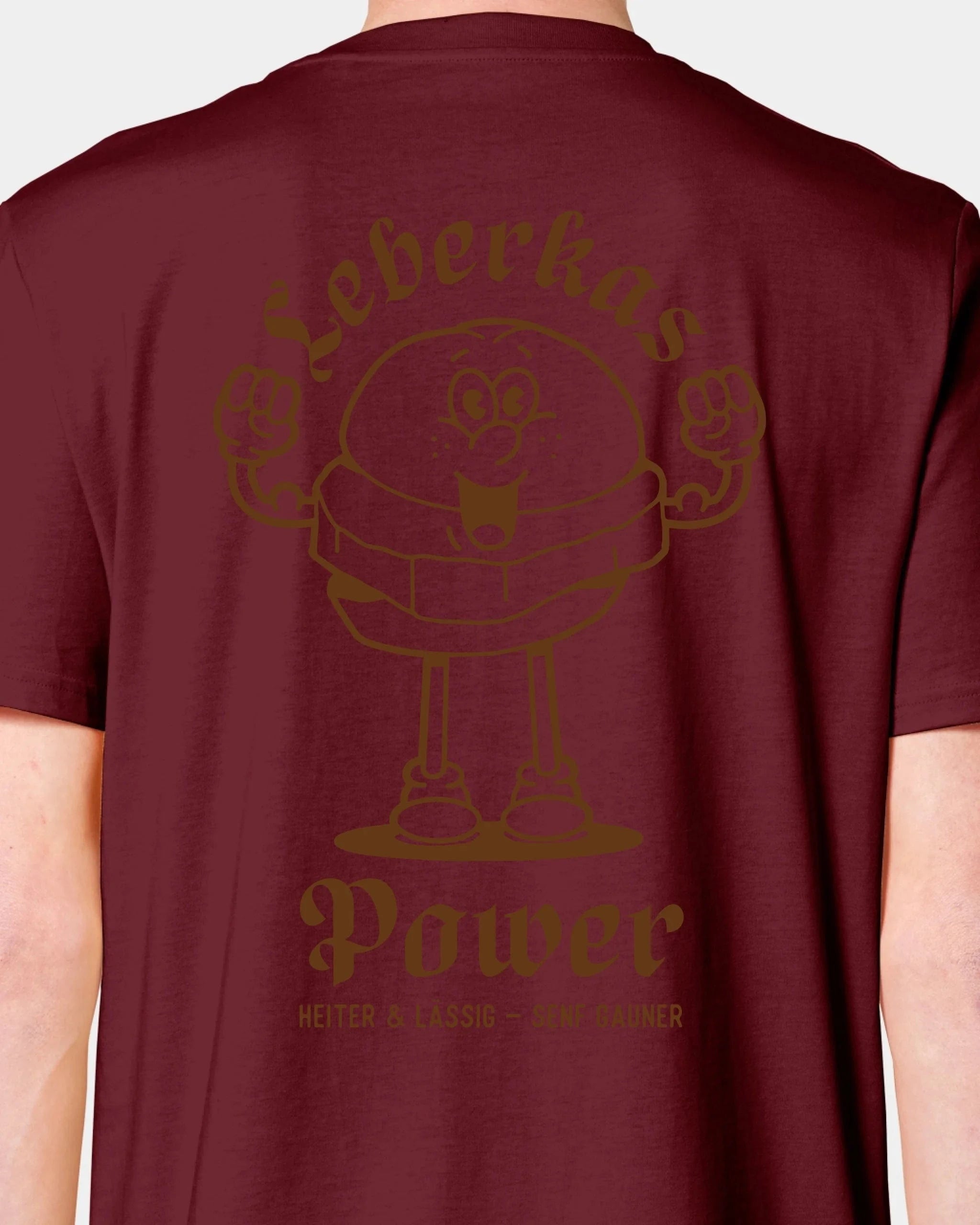 Schmidt Digitaldruck GmbH T-Shirt "Leberkas-Power" Unisex / Burgundy / XXS - aus nachhaltiger und fairer Produktion