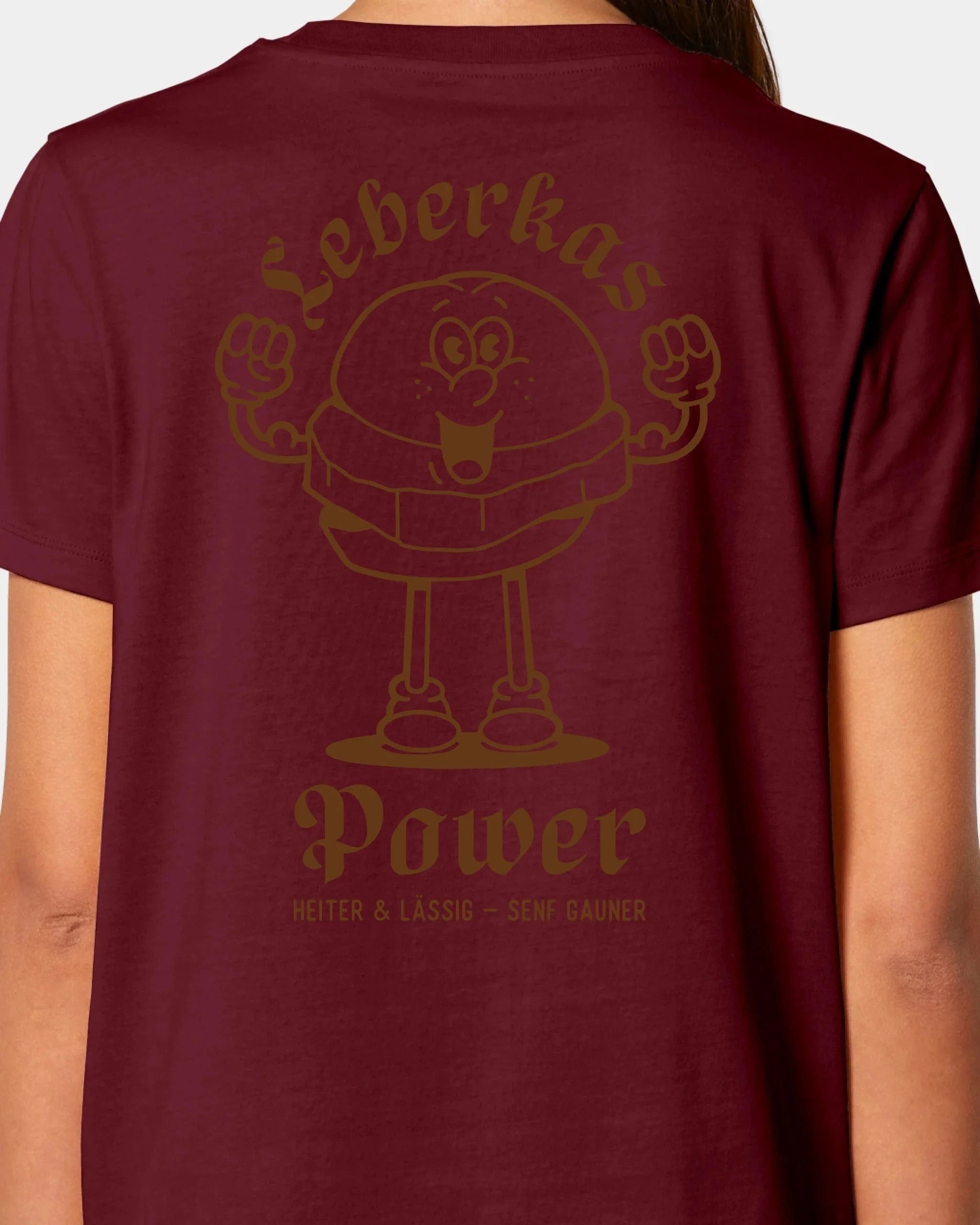 Schmidt Digitaldruck GmbH T-Shirt "Leberkas-Power" Damen / Burgundy / XS - aus nachhaltiger und fairer Produktion