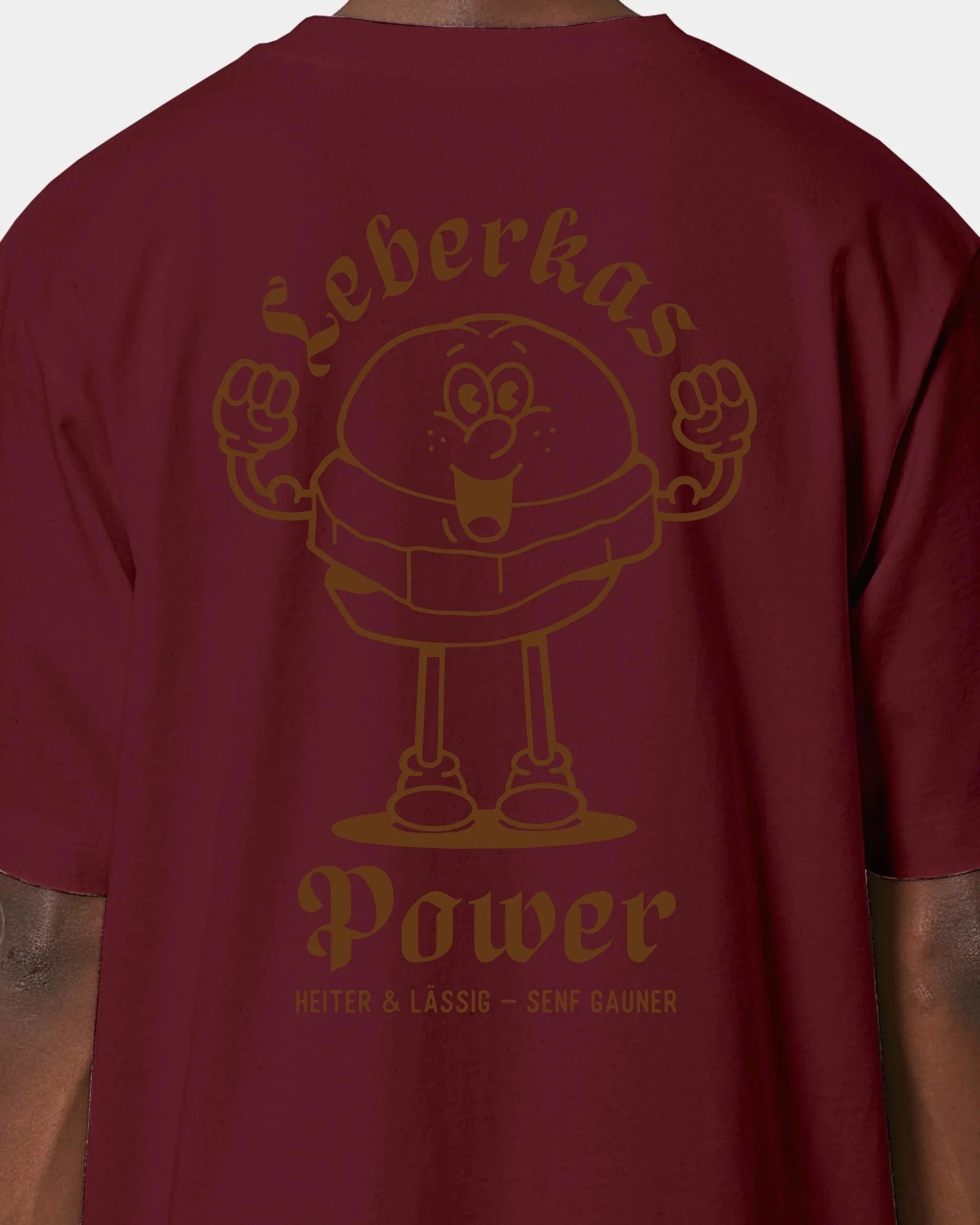 Schmidt Digitaldruck GmbH T-Shirt "Leberkas-Power" Oversized / Burgundy / XXS - aus nachhaltiger und fairer Produktion