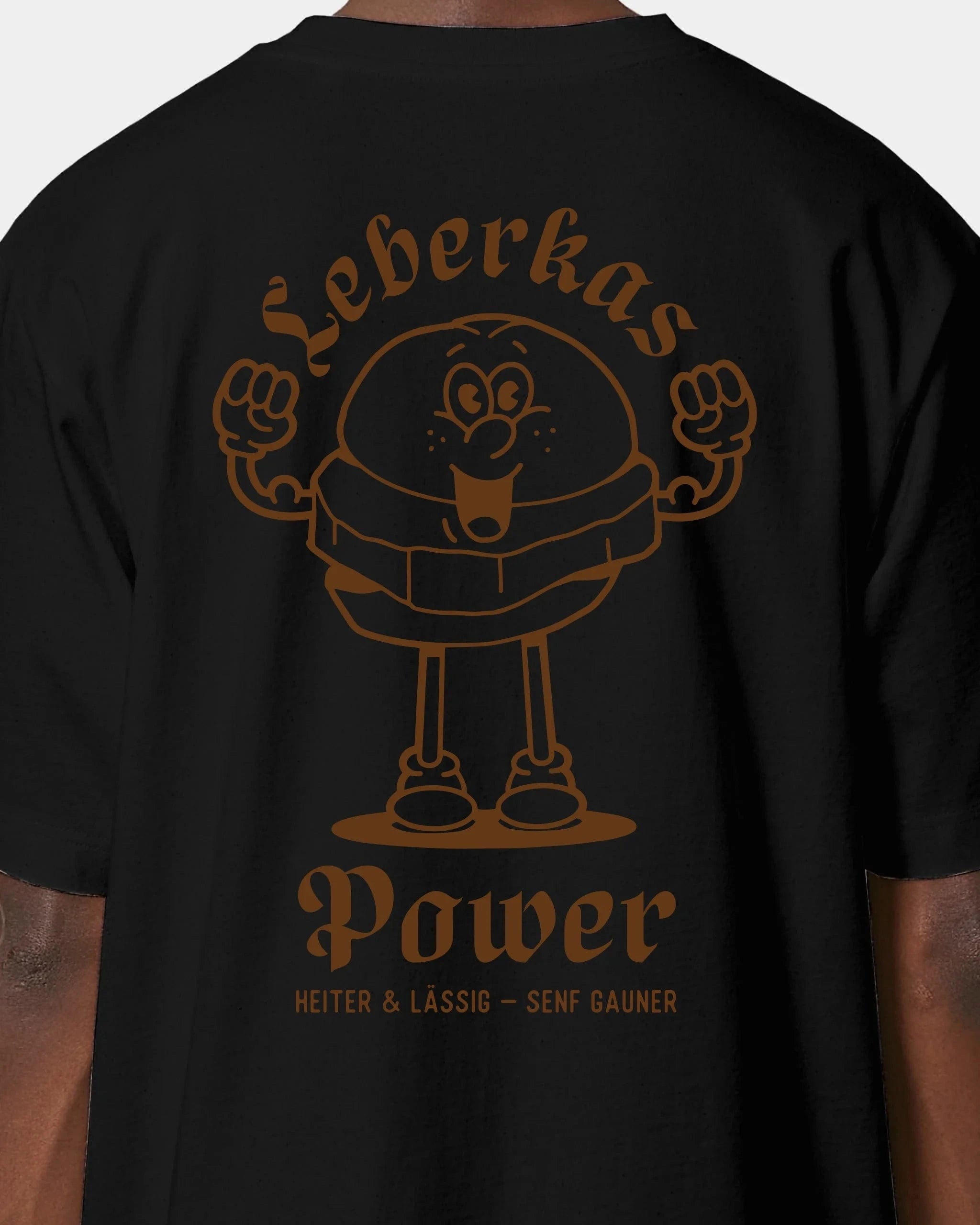 Schmidt Digitaldruck GmbH T-Shirt "Leberkas-Power" Oversized / Schwarz / XXS - aus nachhaltiger und fairer Produktion