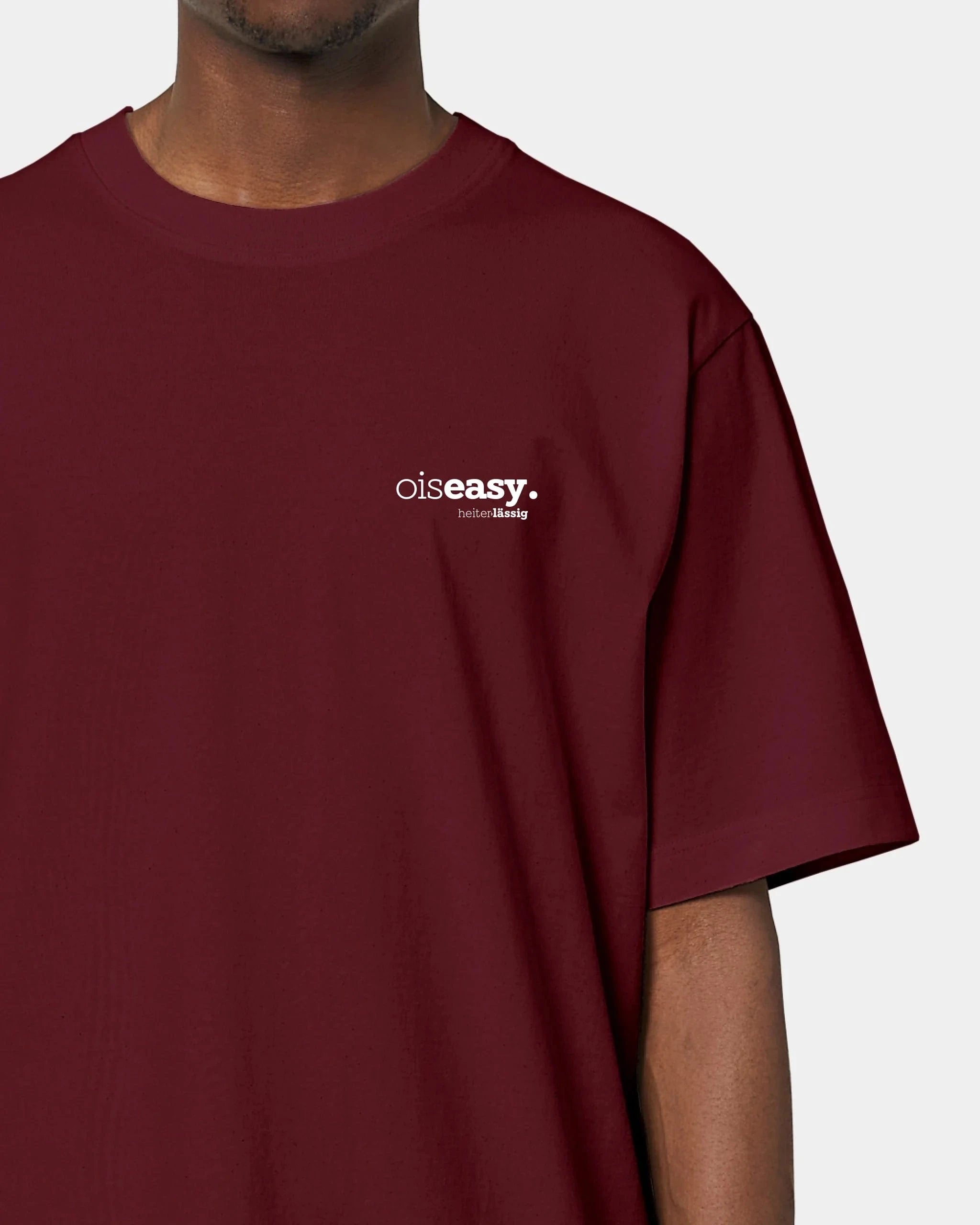 Schmidt Digitaldruck GmbH T-Shirt ORIGINAL "oiseasy" Oversized / Burgundy / XXS - aus nachhaltiger und fairer Produktion
