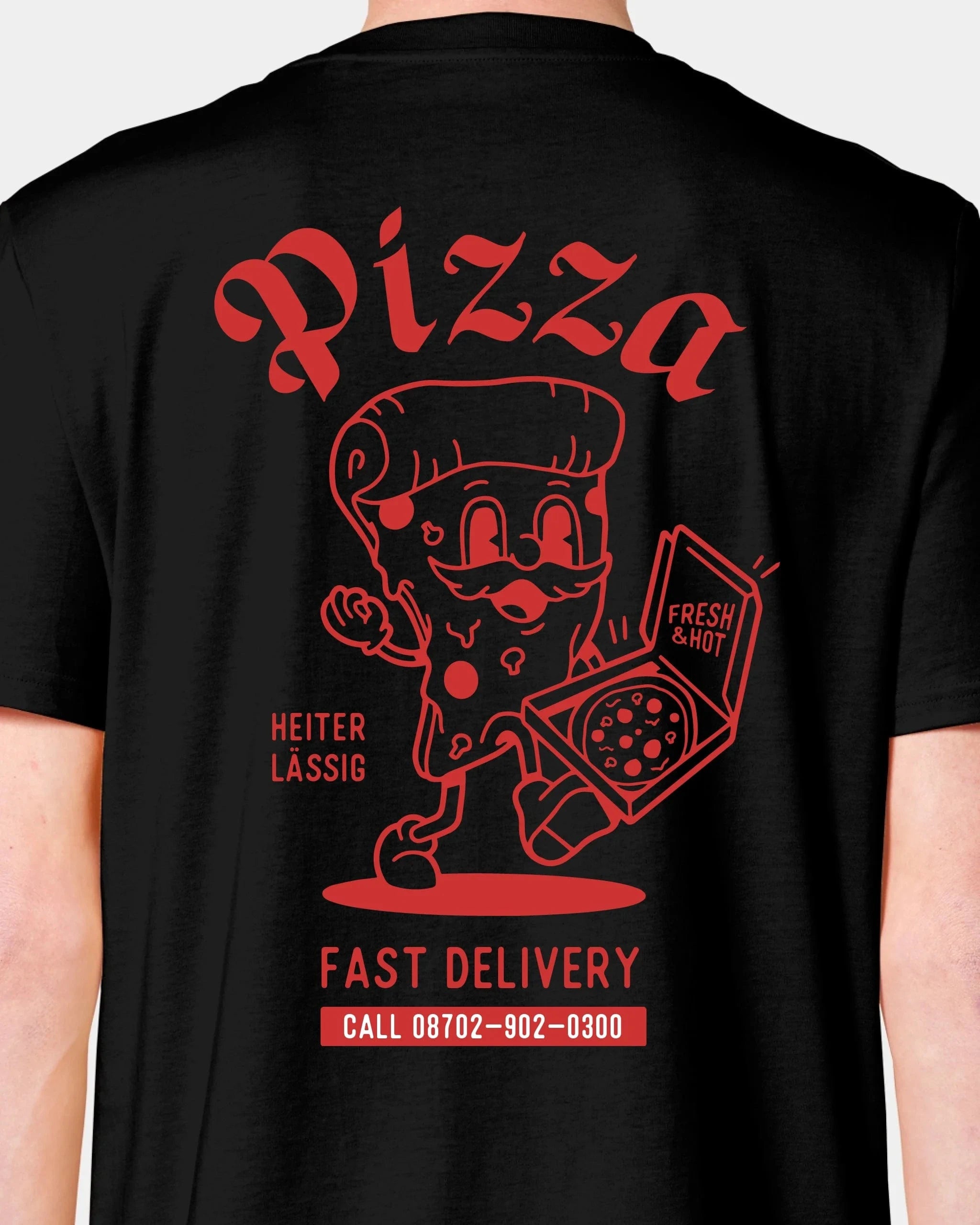 Schmidt Digitaldruck GmbH T-Shirt "Pizza" Unisex / Schwarz / XXS - aus nachhaltiger und fairer Produktion