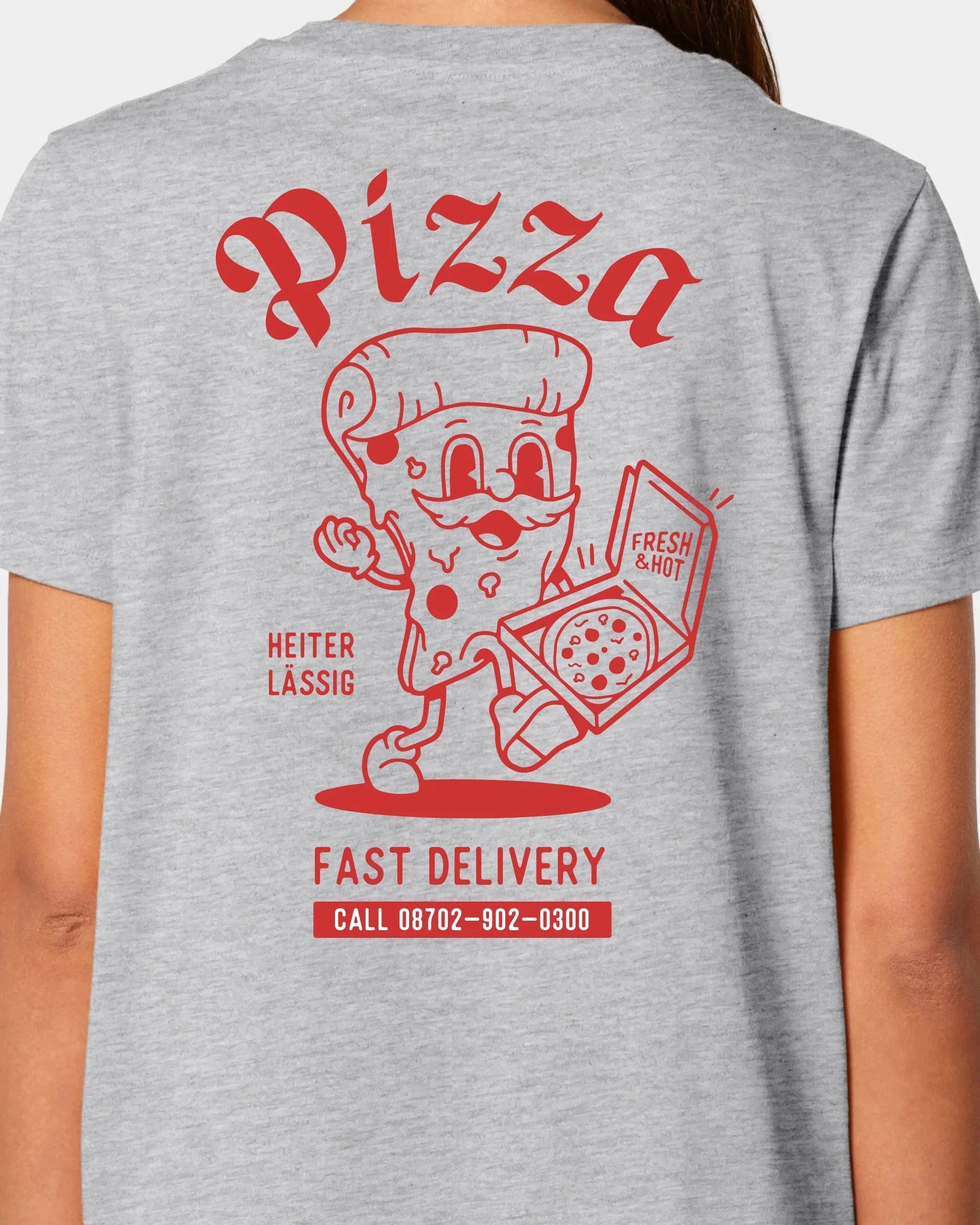 Schmidt Digitaldruck GmbH T-Shirt "Pizza" Damen / Heather Grey / XS - aus nachhaltiger und fairer Produktion