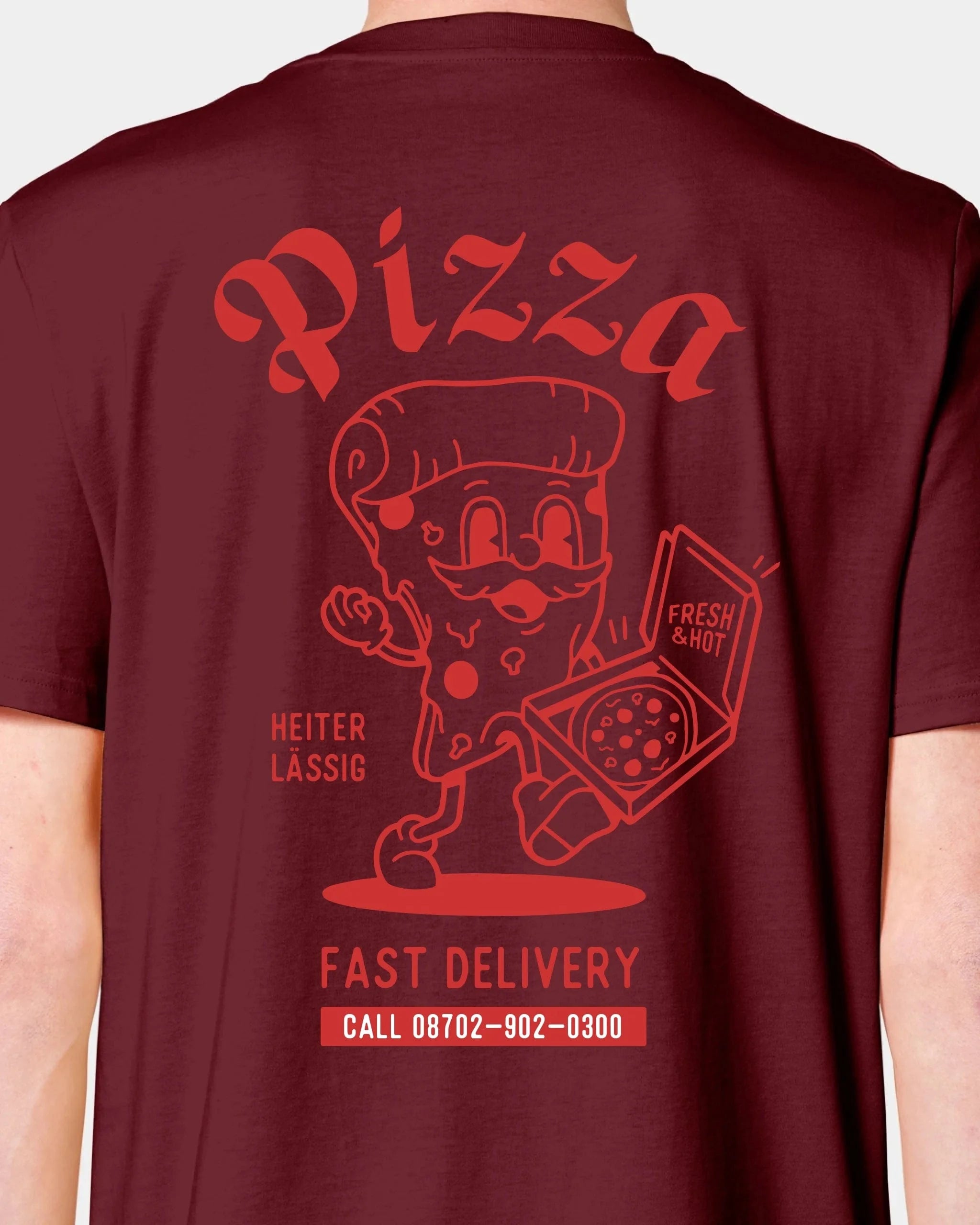 Schmidt Digitaldruck GmbH T-Shirt "Pizza" Unisex / Burgundy / XXS - aus nachhaltiger und fairer Produktion