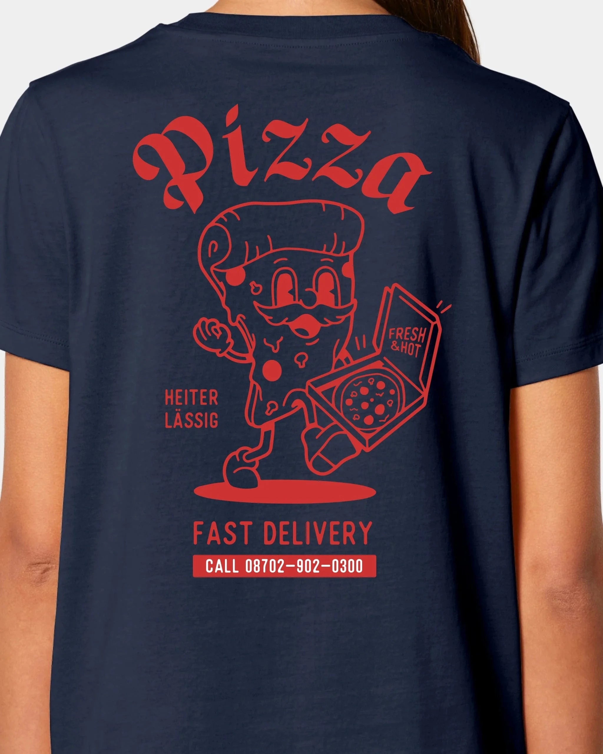 Schmidt Digitaldruck GmbH T-Shirt "Pizza" Damen / French Navy / XS - aus nachhaltiger und fairer Produktion