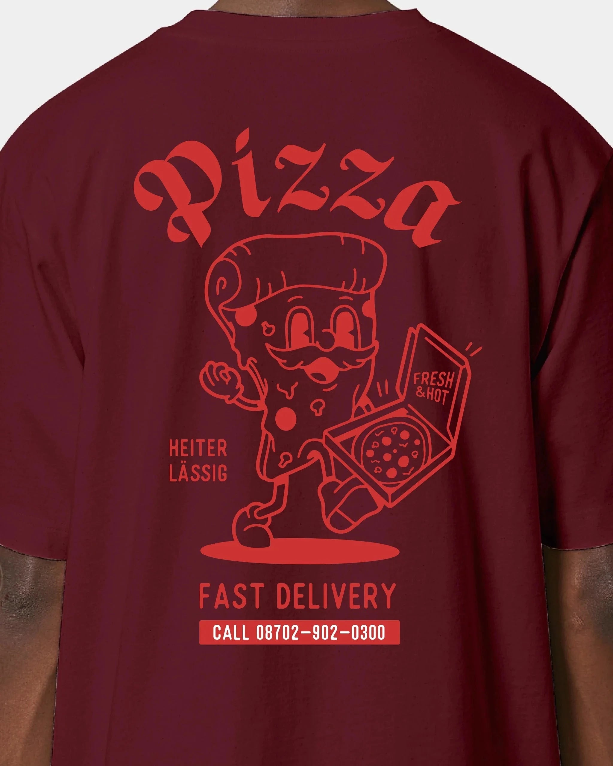 Schmidt Digitaldruck GmbH T-Shirt "Pizza" Oversized / Burgundy / XXS - aus nachhaltiger und fairer Produktion