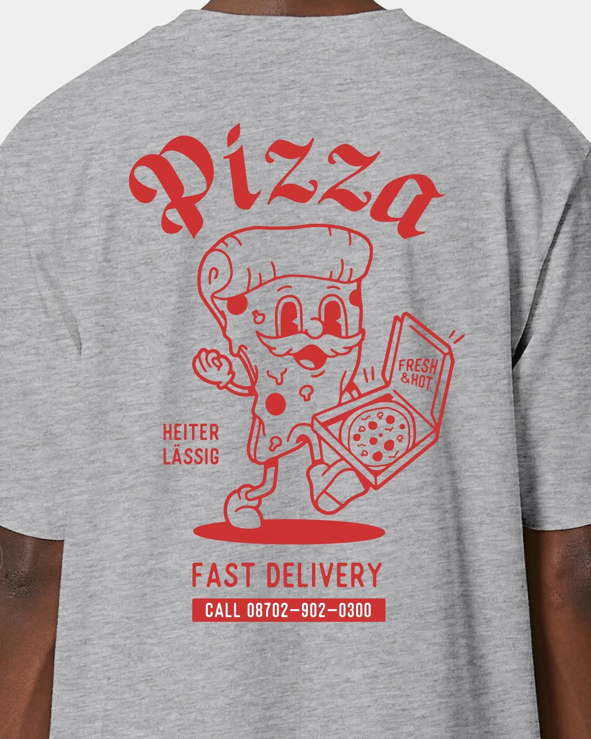 Schmidt Digitaldruck GmbH T-Shirt "Pizza" Oversized / Heather Grey / XXS - aus nachhaltiger und fairer Produktion