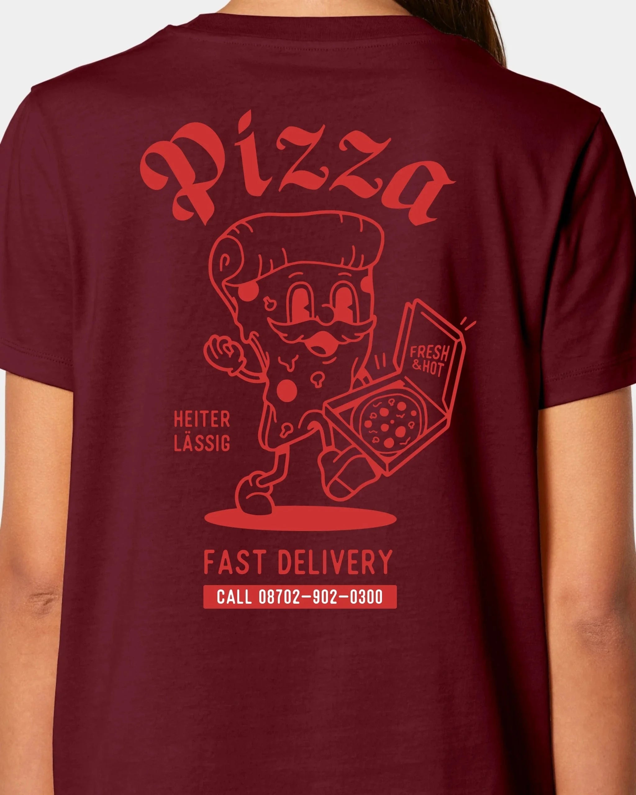 Schmidt Digitaldruck GmbH T-Shirt "Pizza" Damen / Burgundy / XS - aus nachhaltiger und fairer Produktion