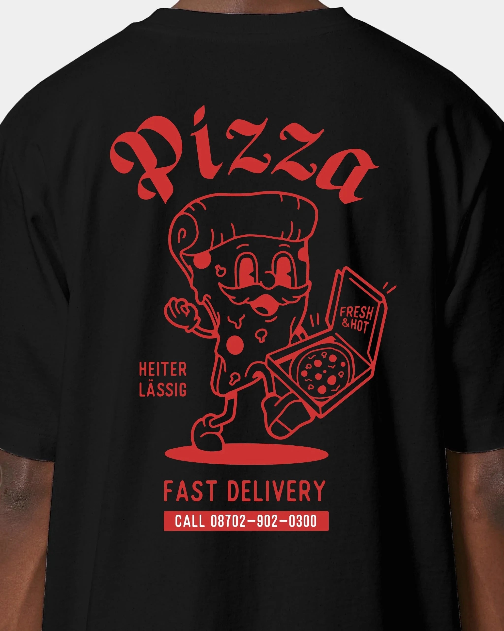 Schmidt Digitaldruck GmbH T-Shirt "Pizza" Oversized / Schwarz / XXS - aus nachhaltiger und fairer Produktion