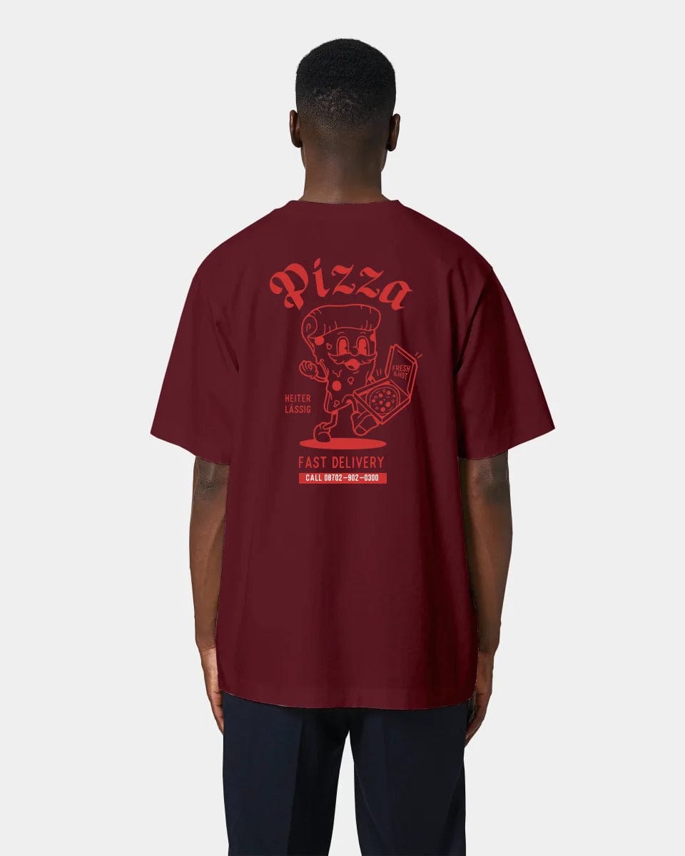HEITER & LÄSSIG T-Shirt "Pizza" Oversized / Burgundy / XXS - aus nachhaltiger und fairer Produktion