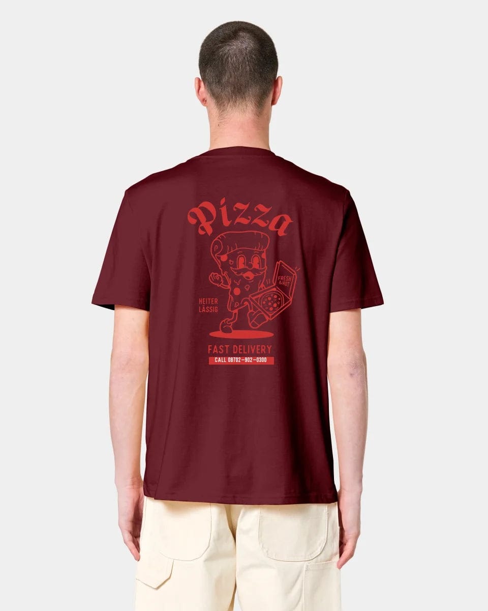 HEITER & LÄSSIG T-Shirt "Pizza" Unisex / Burgundy / M - aus nachhaltiger und fairer Produktion