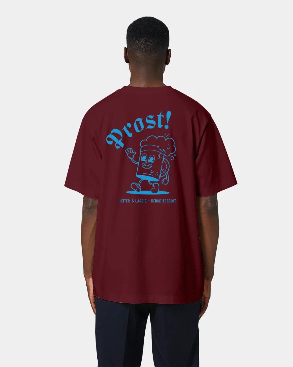 HEITER & LÄSSIG T-Shirt "Prost" Oversized / Burgundy / XXS - aus nachhaltiger und fairer Produktion