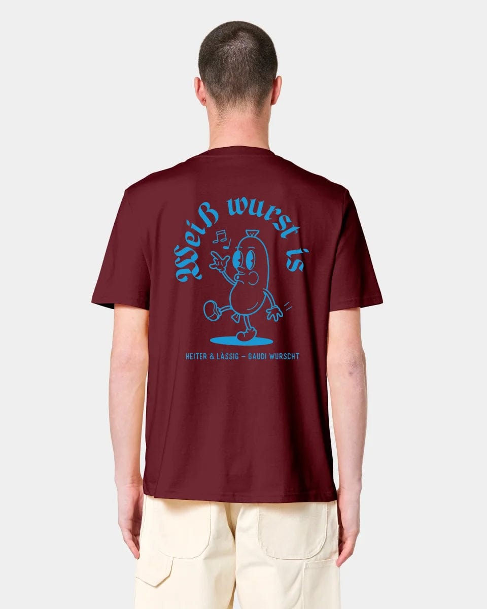 HEITER & LÄSSIG T-Shirt "Weißwurst" Unisex / Burgundy / M - aus nachhaltiger und fairer Produktion