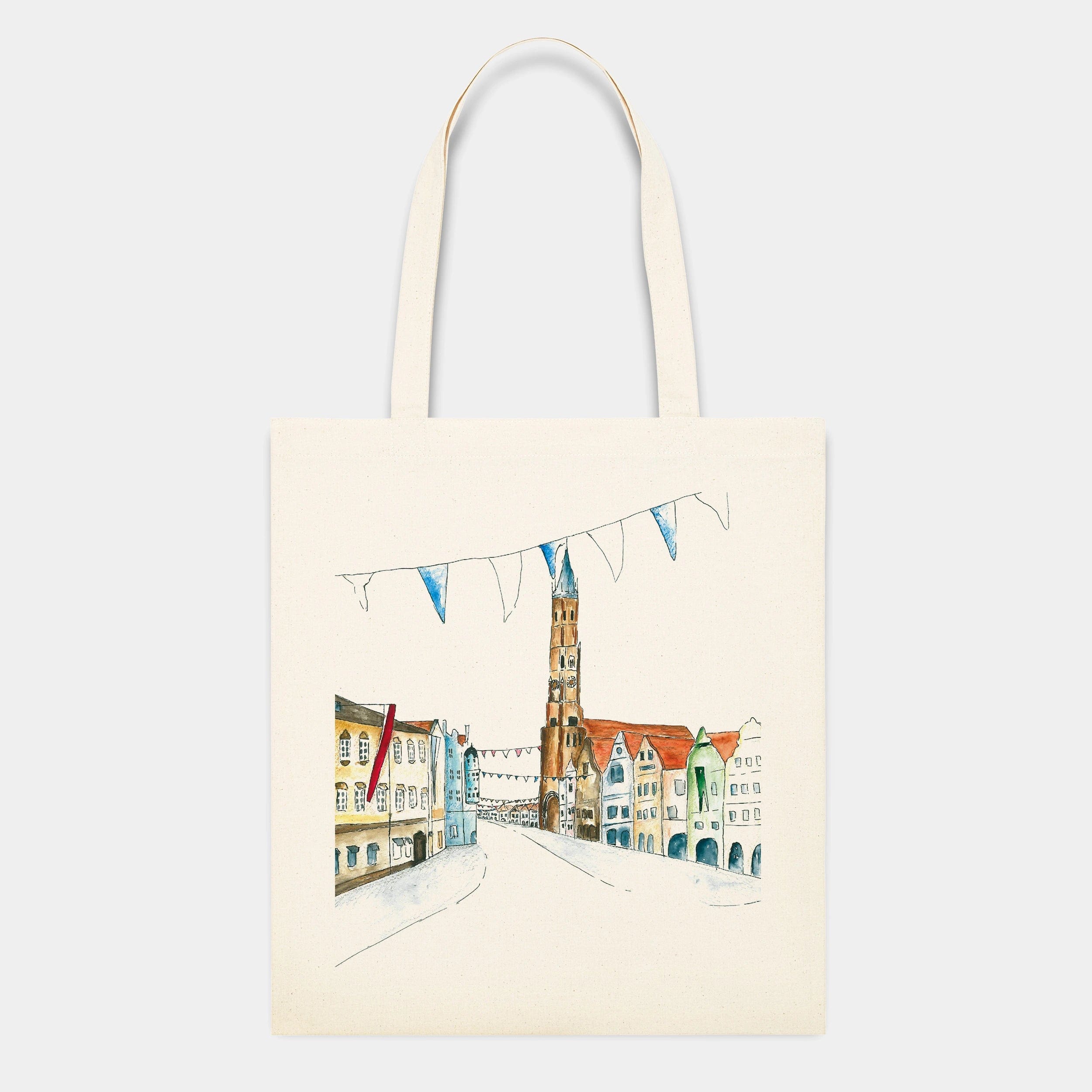 HEITER & LÄSSIG Baumwolltasche "Stadt Landshut" natural raw - aus nachhaltiger und fairer Produktion