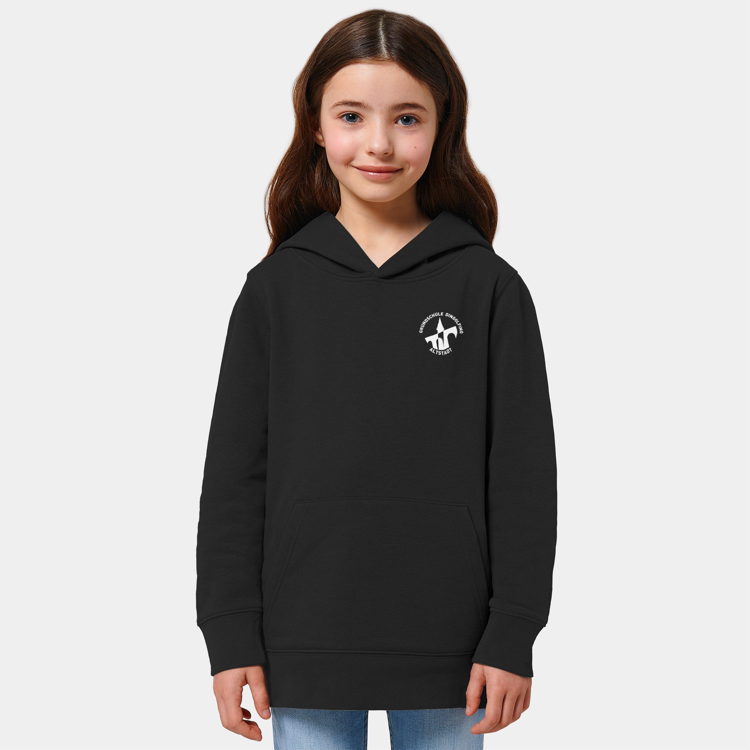 Projekt Hoodie "Grundschule Altstadt Dingolfing" 98/104 / schwarz - aus nachhaltiger und fairer Produktion