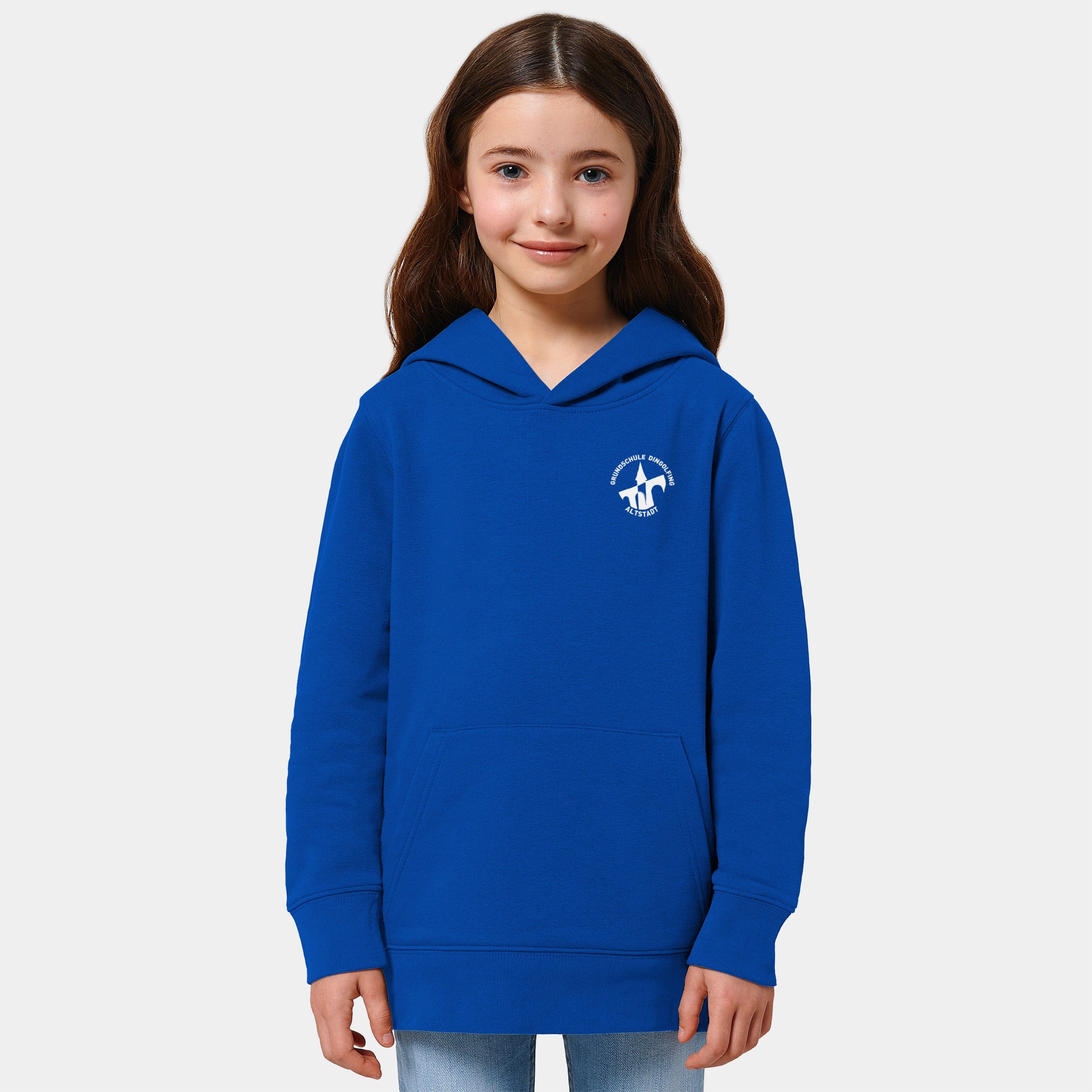 Projekt Hoodie "Grundschule Altstadt Dingolfing" 98/104 / royal blue - aus nachhaltiger und fairer Produktion