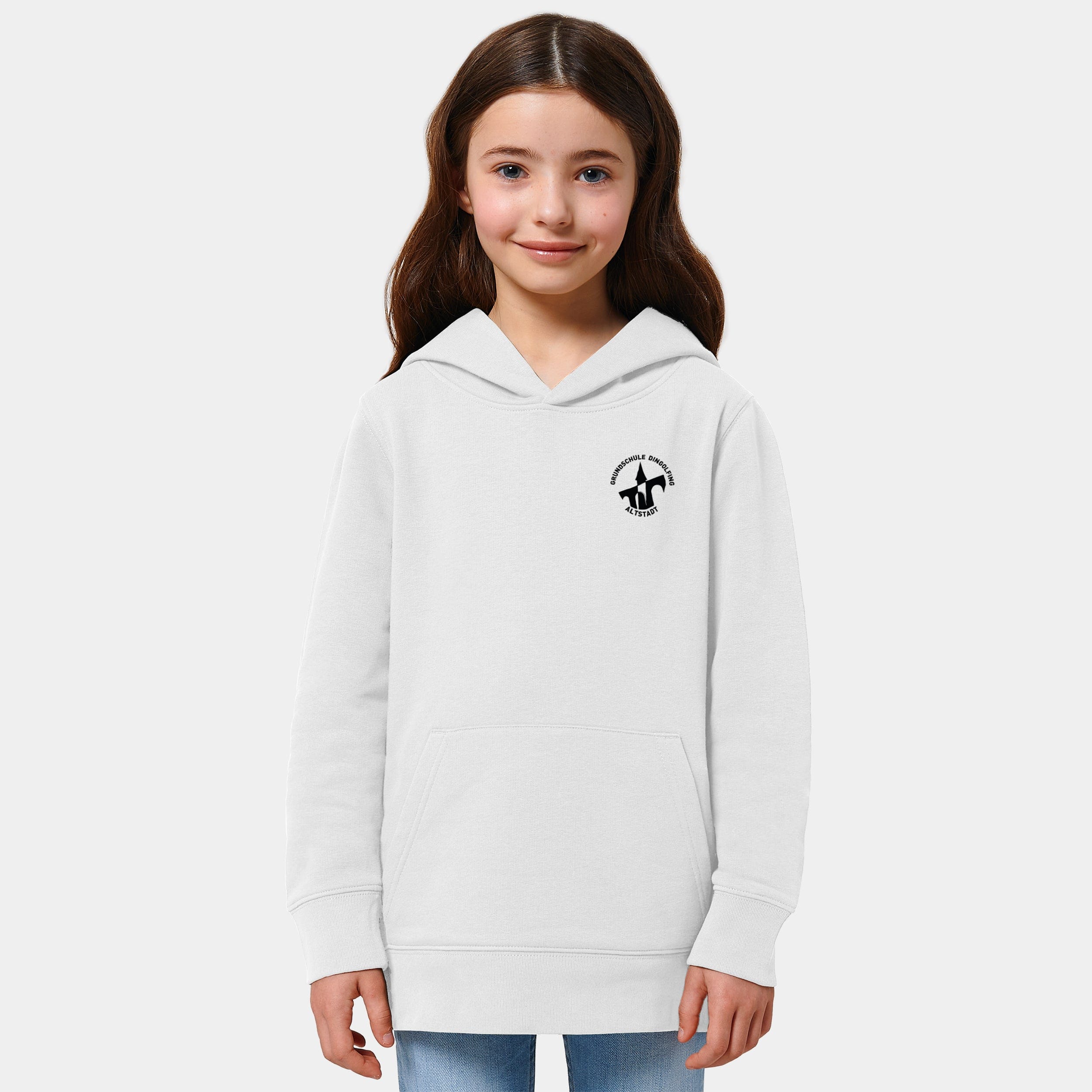 Projekt Hoodie "Grundschule Altstadt Dingolfing" 98/104 / weiß - aus nachhaltiger und fairer Produktion