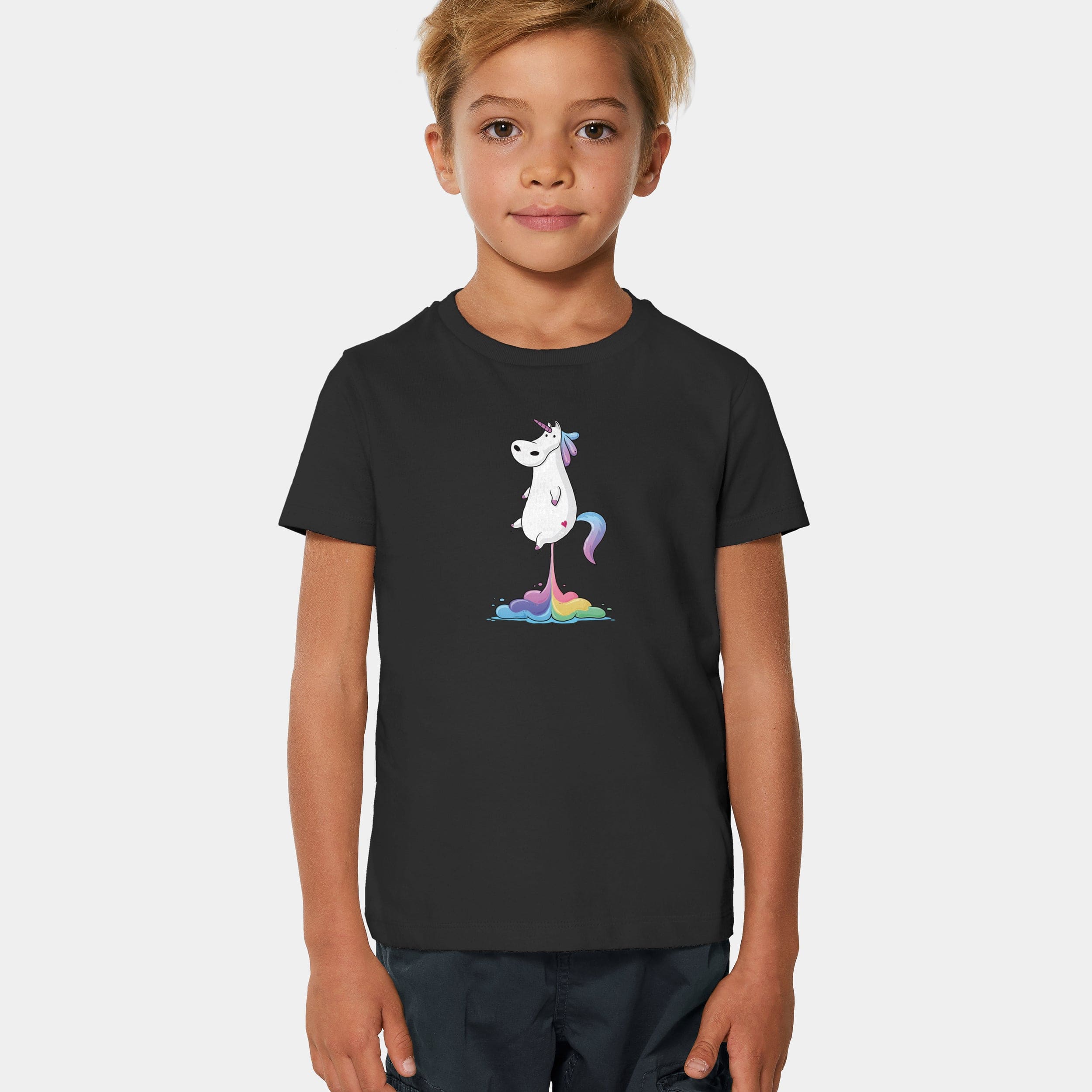 HEITER & LÄSSIG T-Shirt "Einhorn-Pups" 98/104 / schwarz - aus nachhaltiger und fairer Produktion