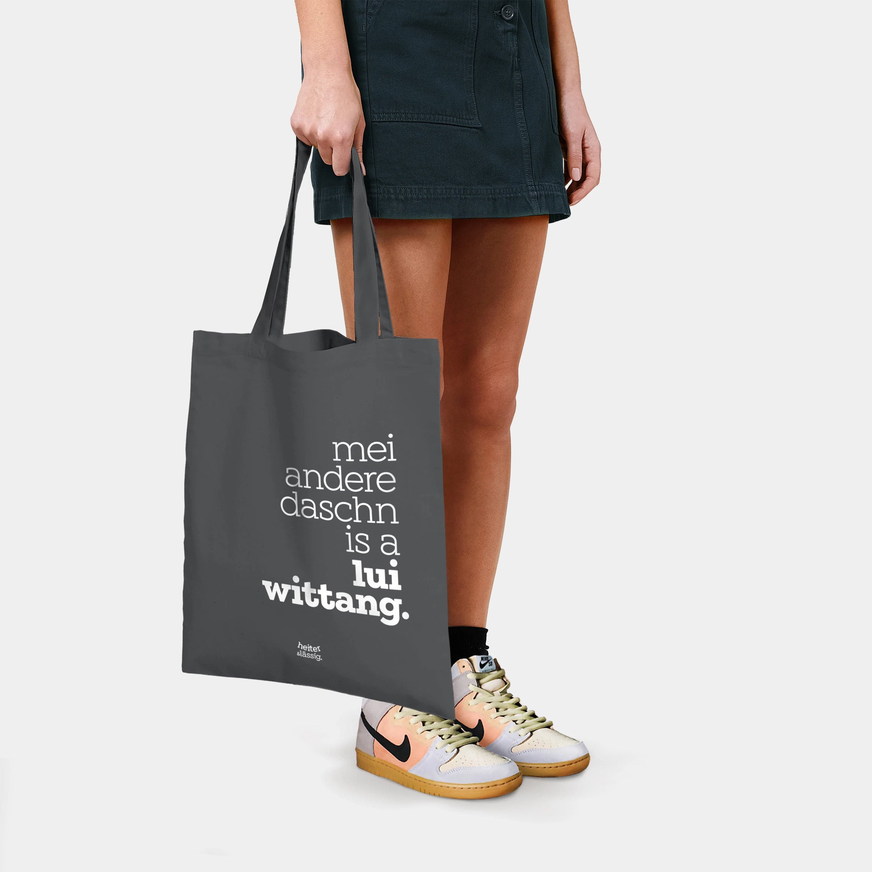 HEITER & LÄSSIG Baumwolltasche "lui wittang" Beutel / anthrazit - aus nachhaltiger und fairer Produktion