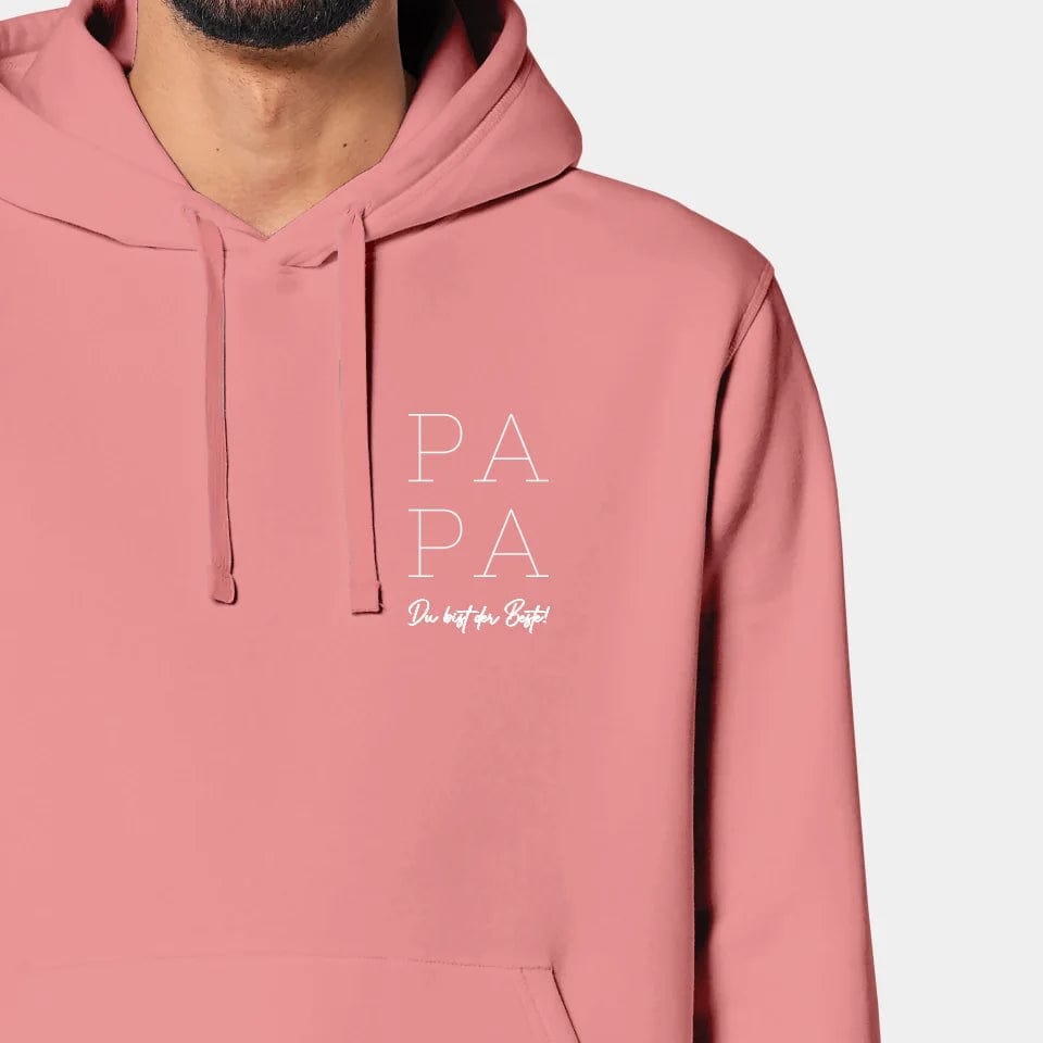 TeeInBlue Hoodie "Papa" Stanley/Stella Drummer 2.0 / canyon pink / XXS - aus nachhaltiger und fairer Produktion